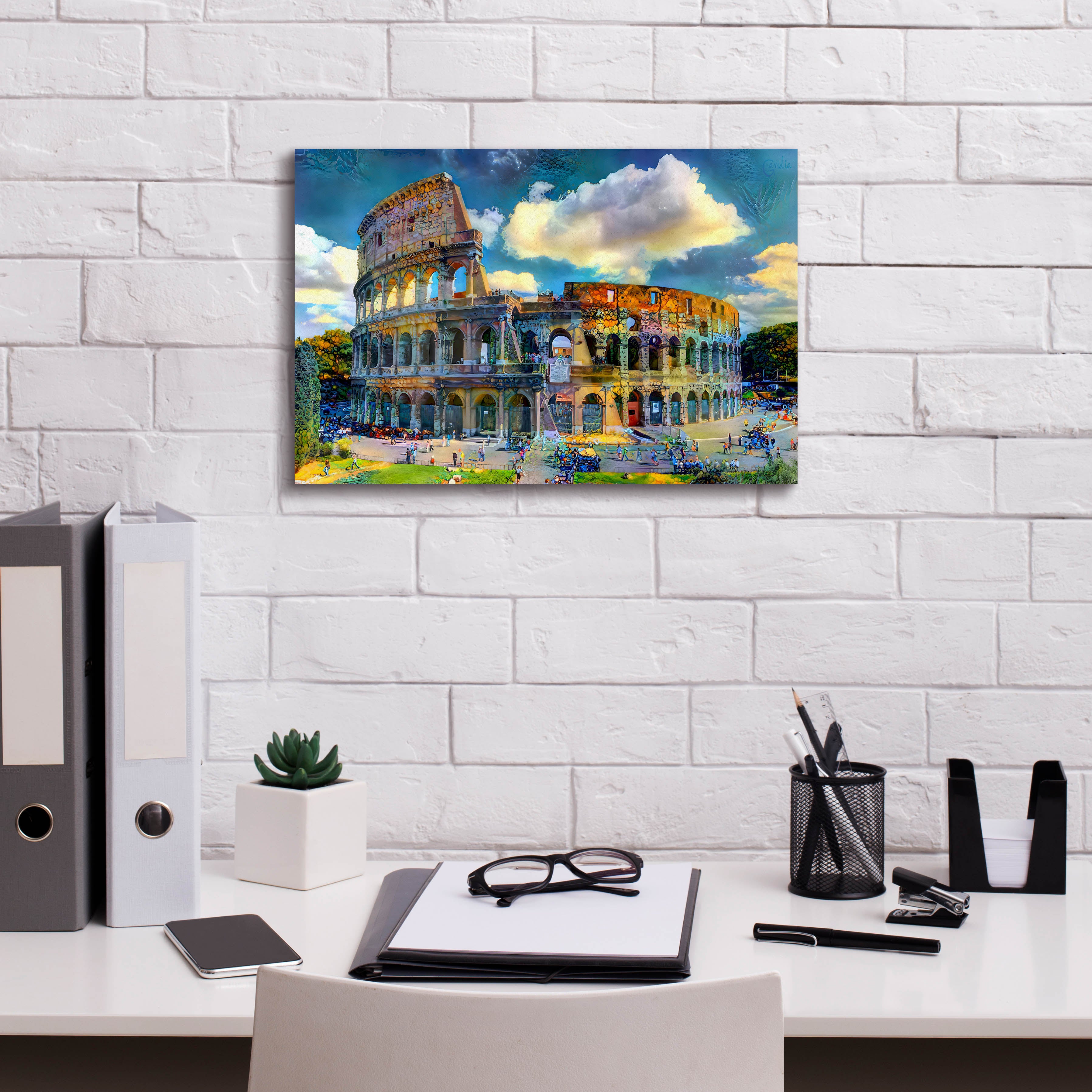 'Rome Italy Colosseum Ver1' by Pedro Gavidia, Canvas Wall Art,18 x 12