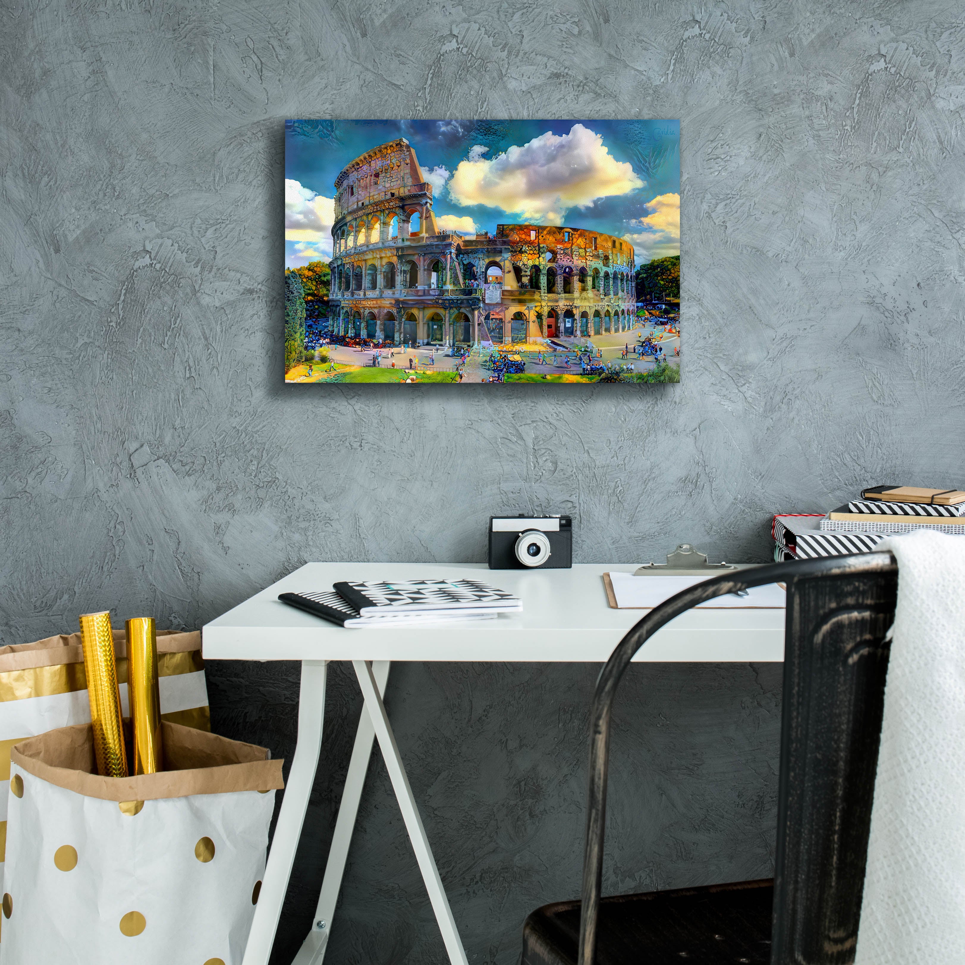 'Rome Italy Colosseum Ver1' by Pedro Gavidia, Canvas Wall Art,18 x 12