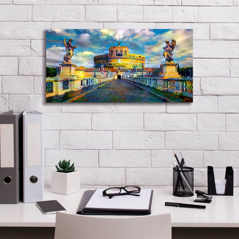 Image of 'Rome Italy Castel Sant Angelo Mausoleum of Hadrian' by Pedro Gavidia, Canvas Wall Art,24 x 12