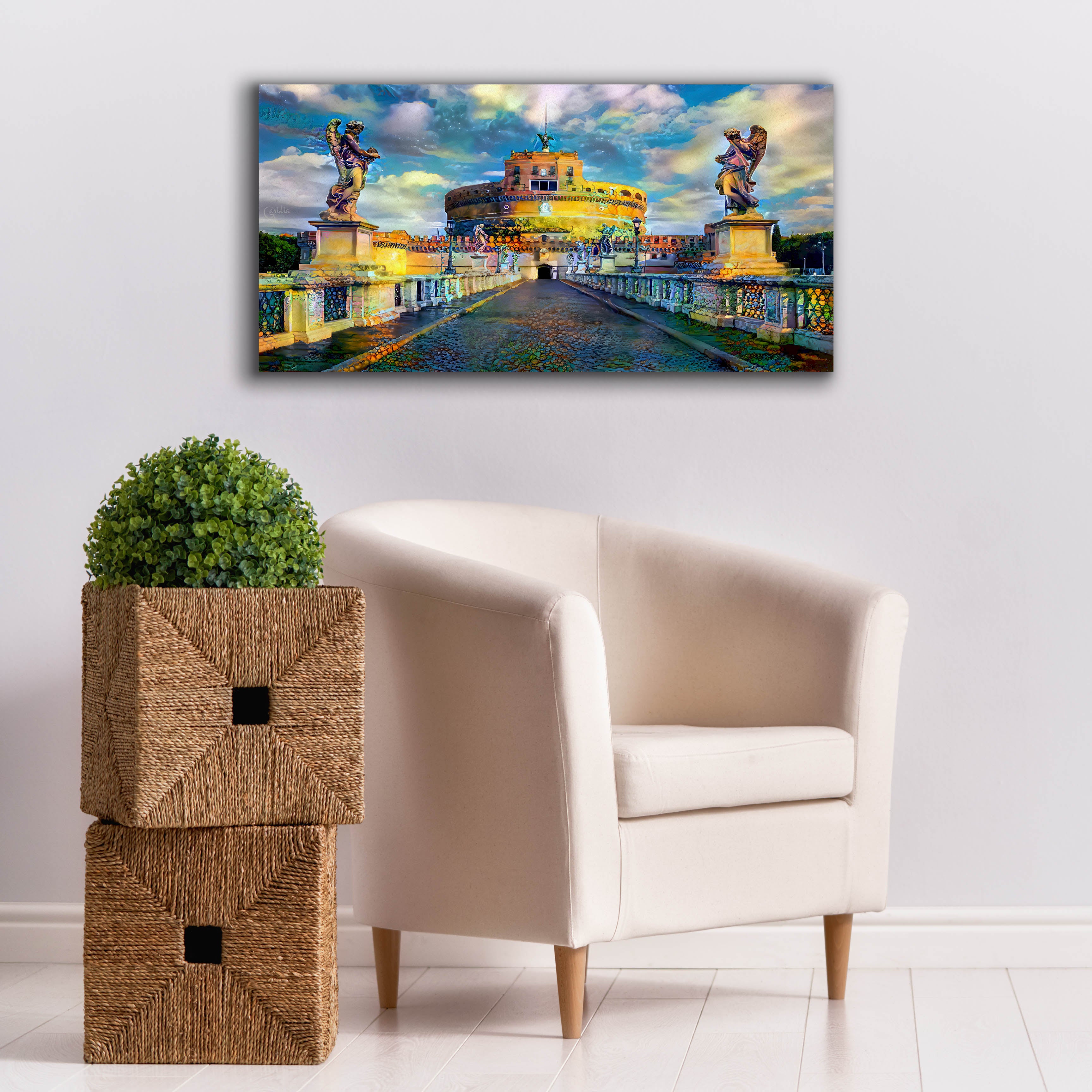 'Rome Italy Castel Sant Angelo Mausoleum of Hadrian' by Pedro Gavidia, Canvas Wall Art,40 x 20