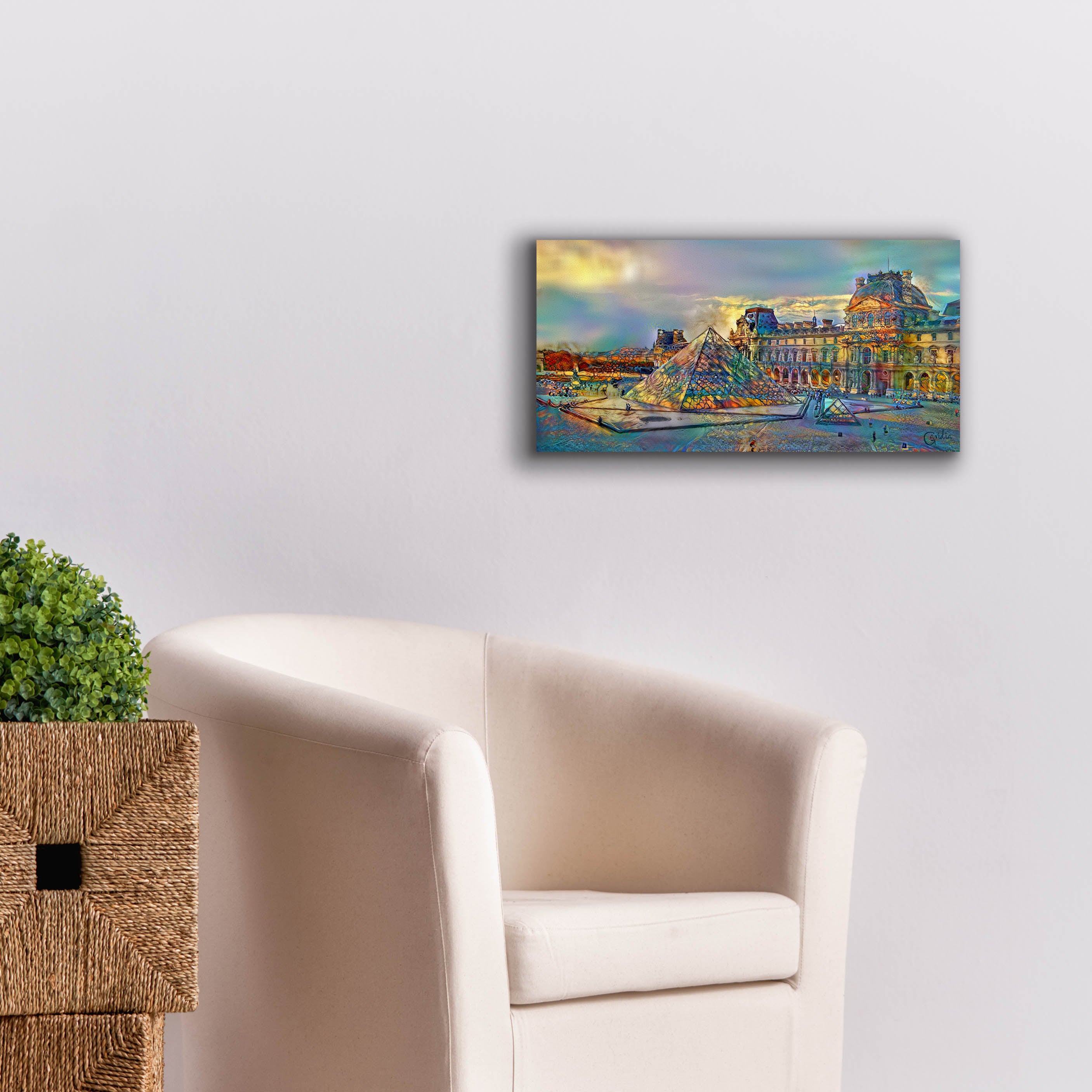 'Paris France Louvre Museum' by Pedro Gavidia, Canvas Wall Art,24 x 12