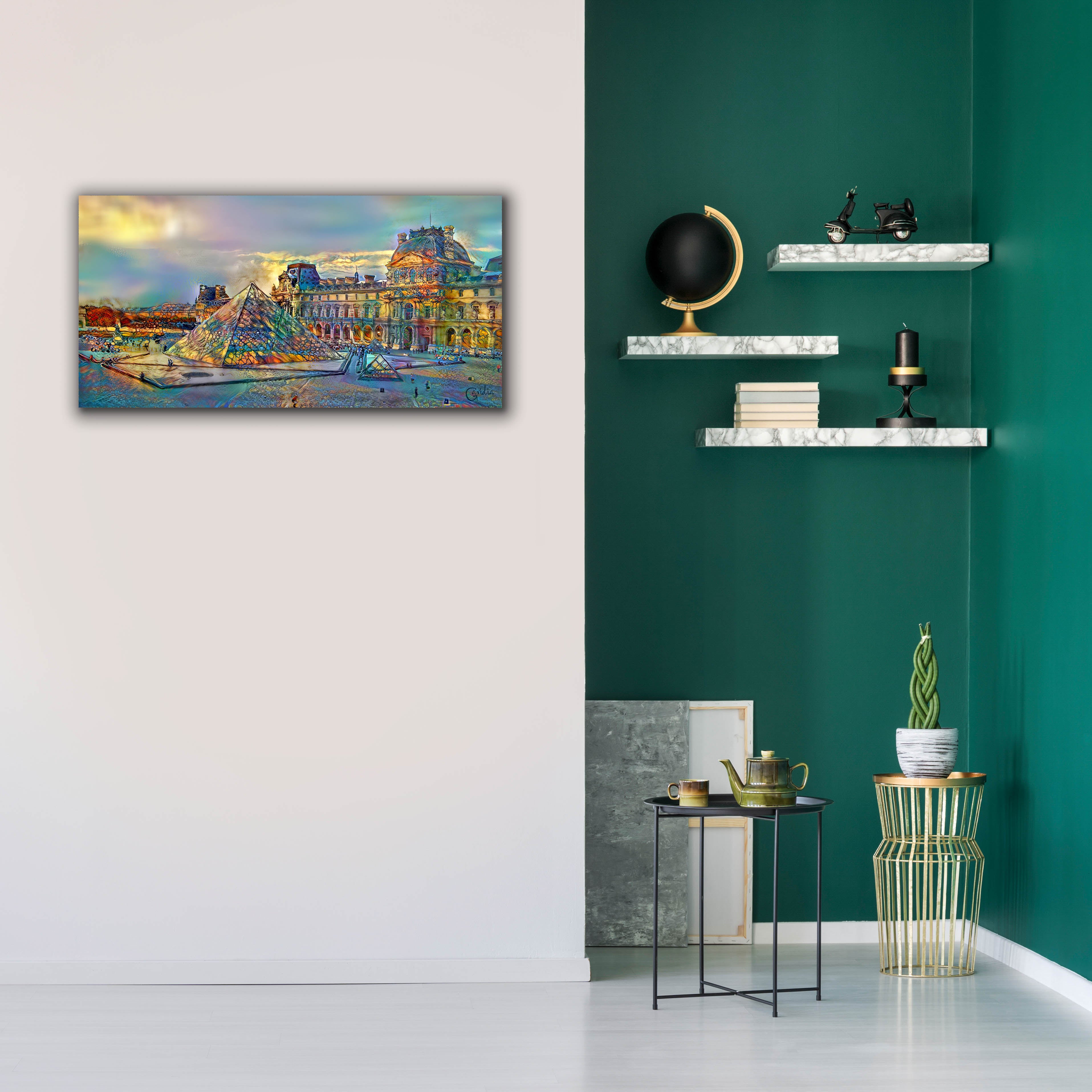 'Paris France Louvre Museum' by Pedro Gavidia, Canvas Wall Art,40 x 20