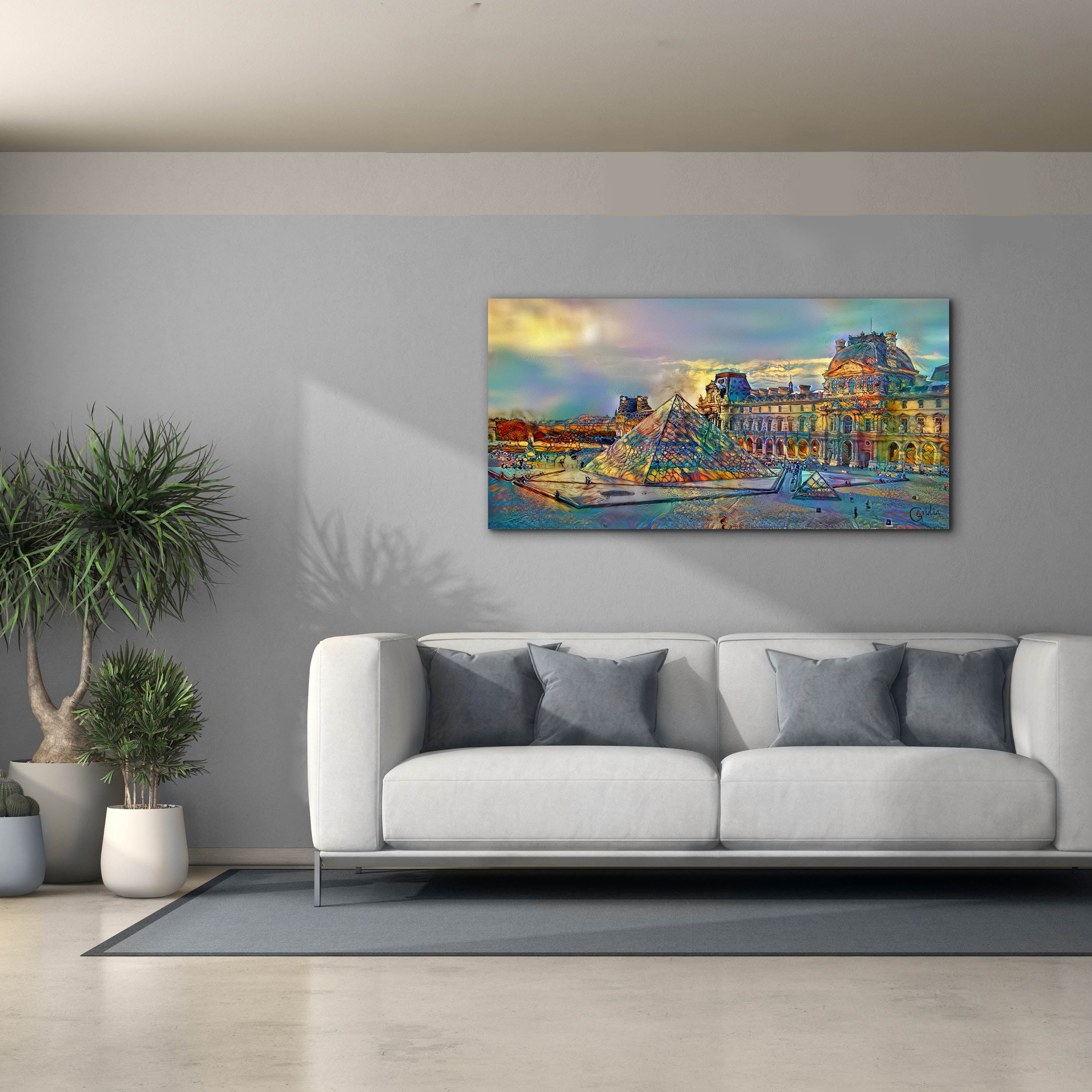 'Paris France Louvre Museum' by Pedro Gavidia, Canvas Wall Art,60 x 30