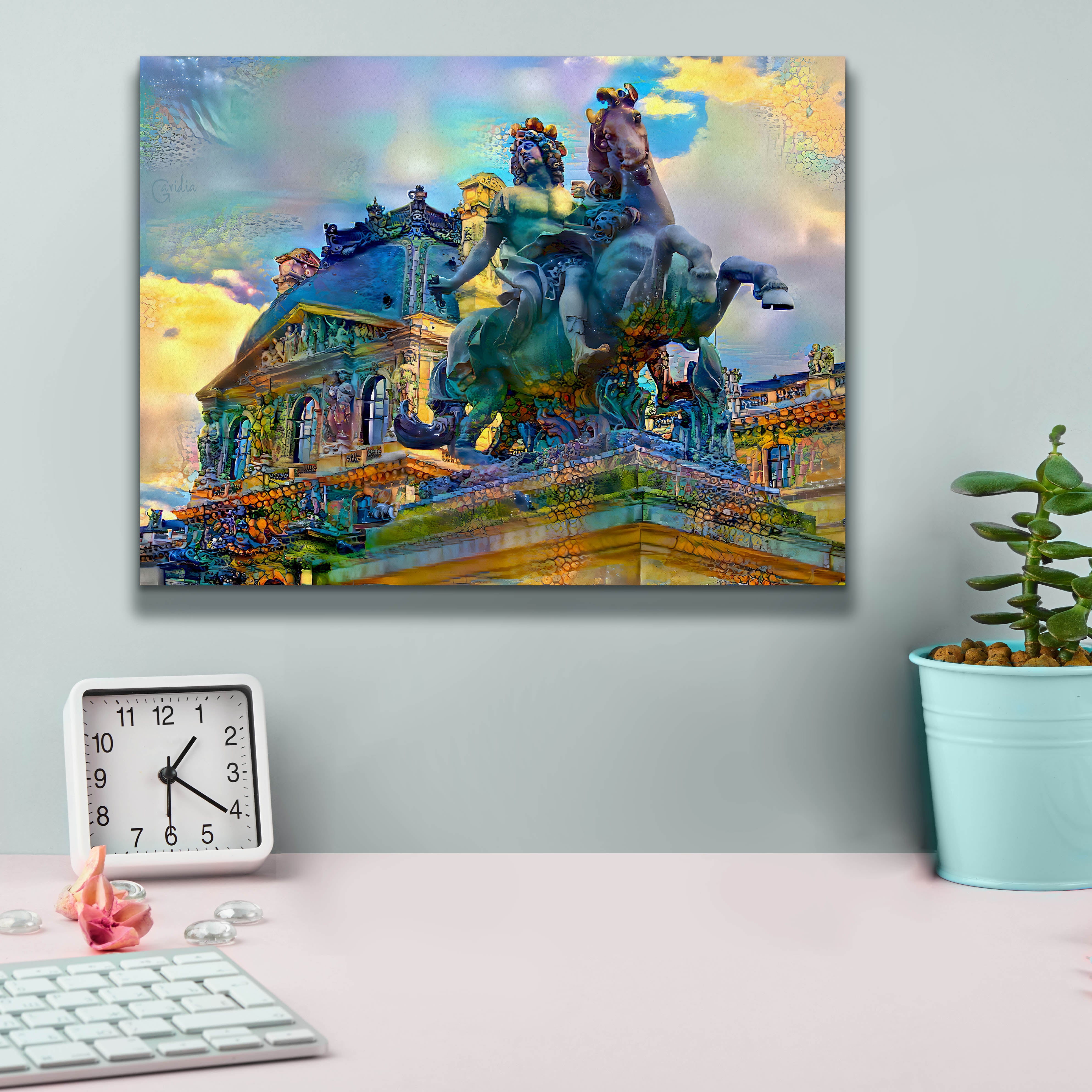 'Paris France Louvre Museum Statue of Louis XIV' by Pedro Gavidia, Canvas Wall Art,16 x 12