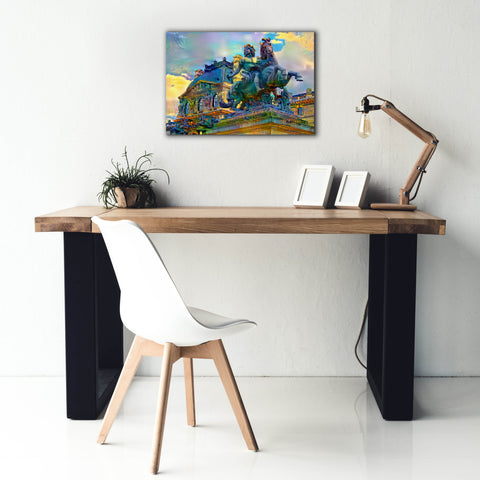 Image of 'Paris France Louvre Museum Statue of Louis XIV' by Pedro Gavidia, Canvas Wall Art,26 x 18