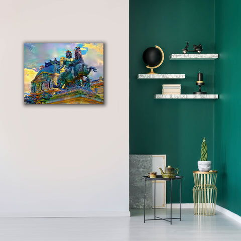 Image of 'Paris France Louvre Museum Statue of Louis XIV' by Pedro Gavidia, Canvas Wall Art,34 x 26
