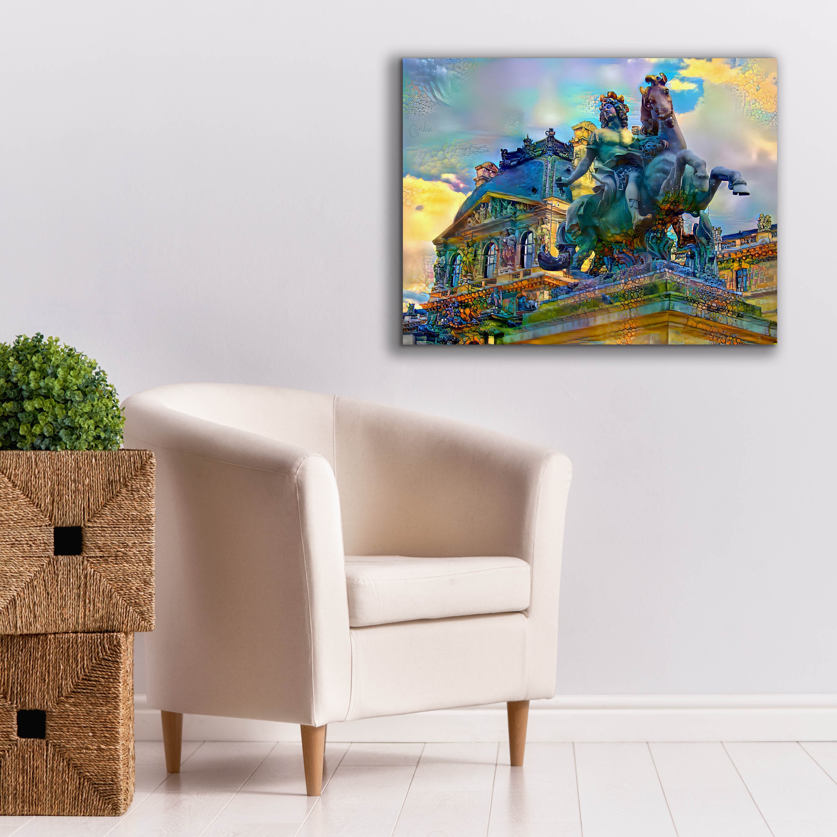 'Paris France Louvre Museum Statue of Louis XIV' by Pedro Gavidia, Canvas Wall Art,34 x 26