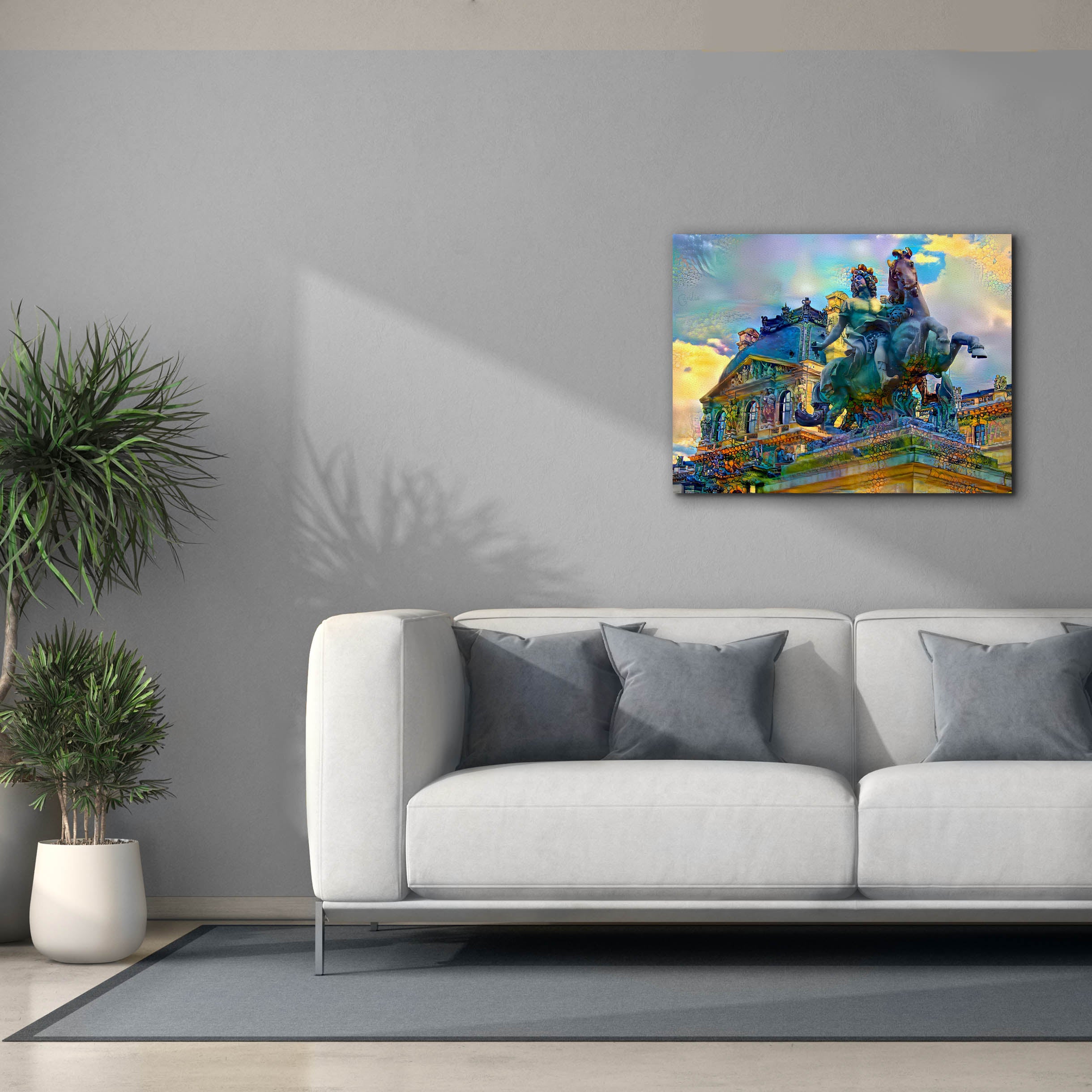 'Paris France Louvre Museum Statue of Louis XIV' by Pedro Gavidia, Canvas Wall Art,34 x 26