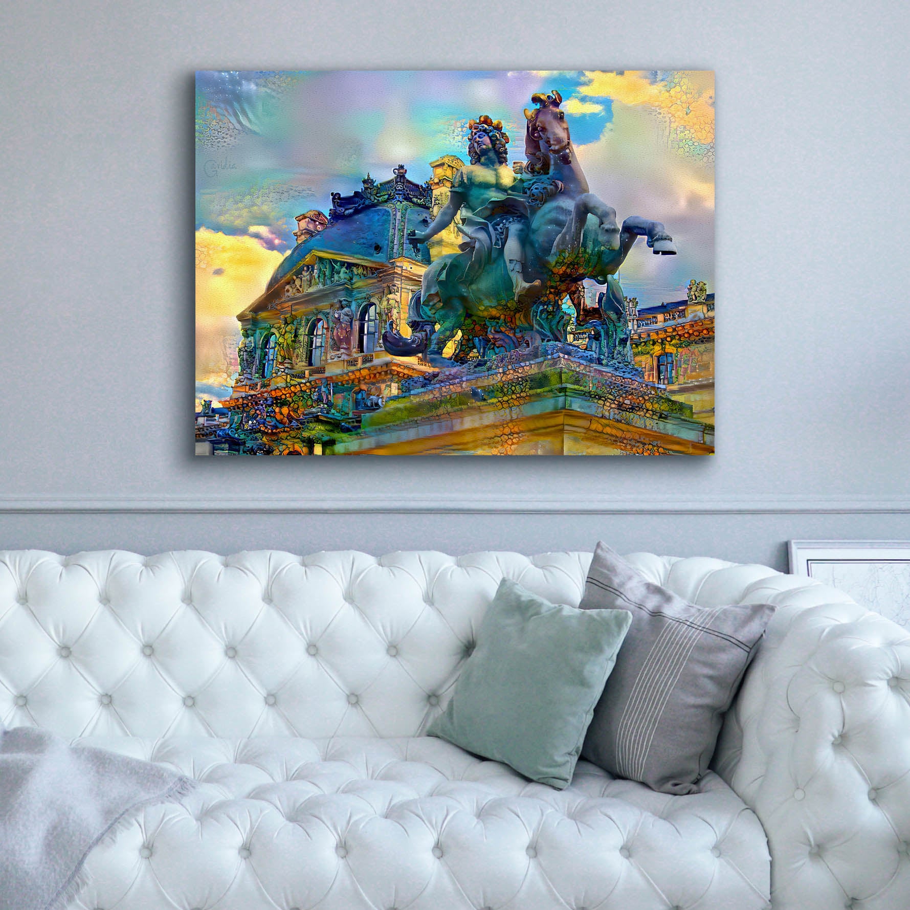 'Paris France Louvre Museum Statue of Louis XIV' by Pedro Gavidia, Canvas Wall Art,54 x 40