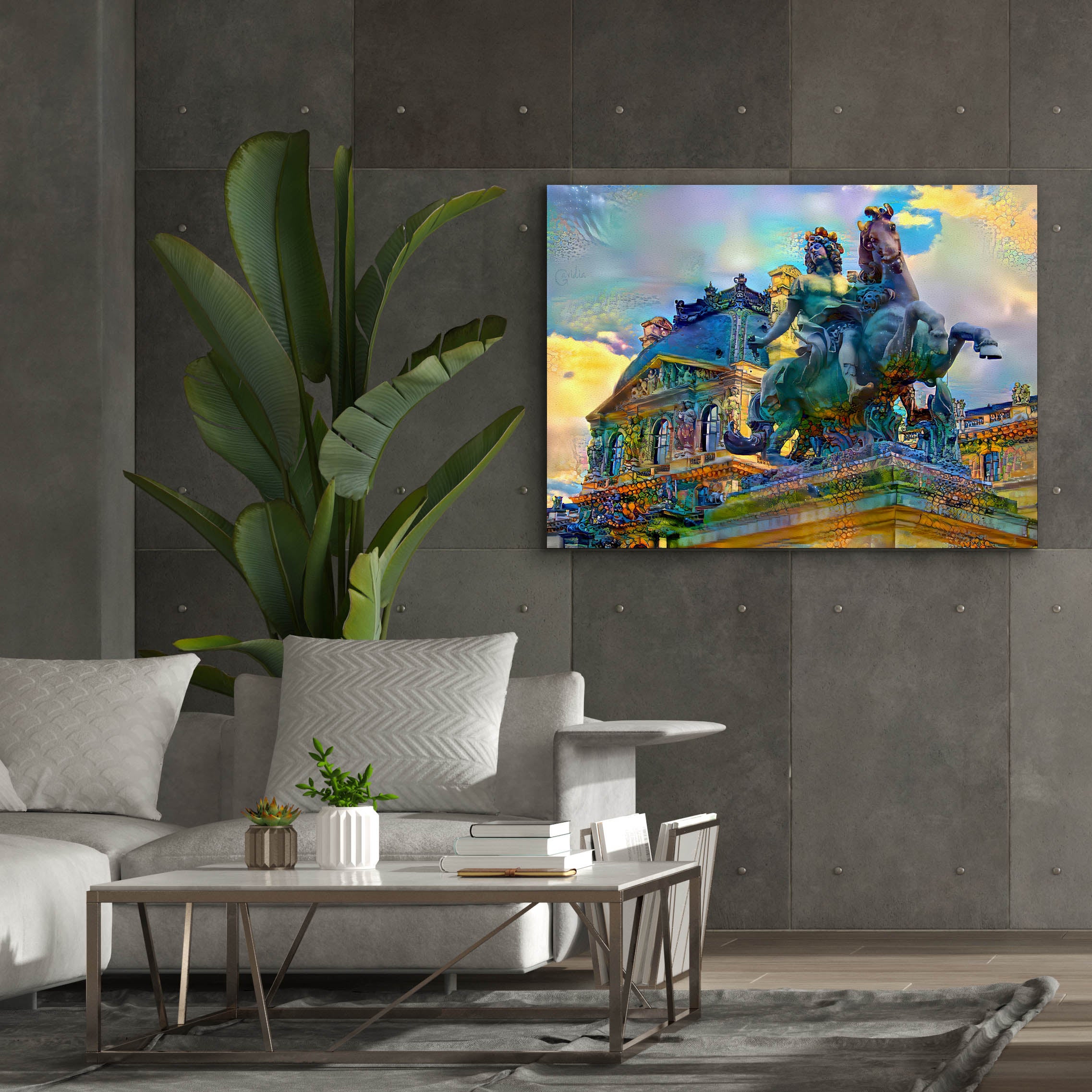 'Paris France Louvre Museum Statue of Louis XIV' by Pedro Gavidia, Canvas Wall Art,54 x 40