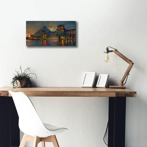 Image of 'Paris France Louvre Museum at dusk' by Pedro Gavidia, Canvas Wall Art,24 x 12
