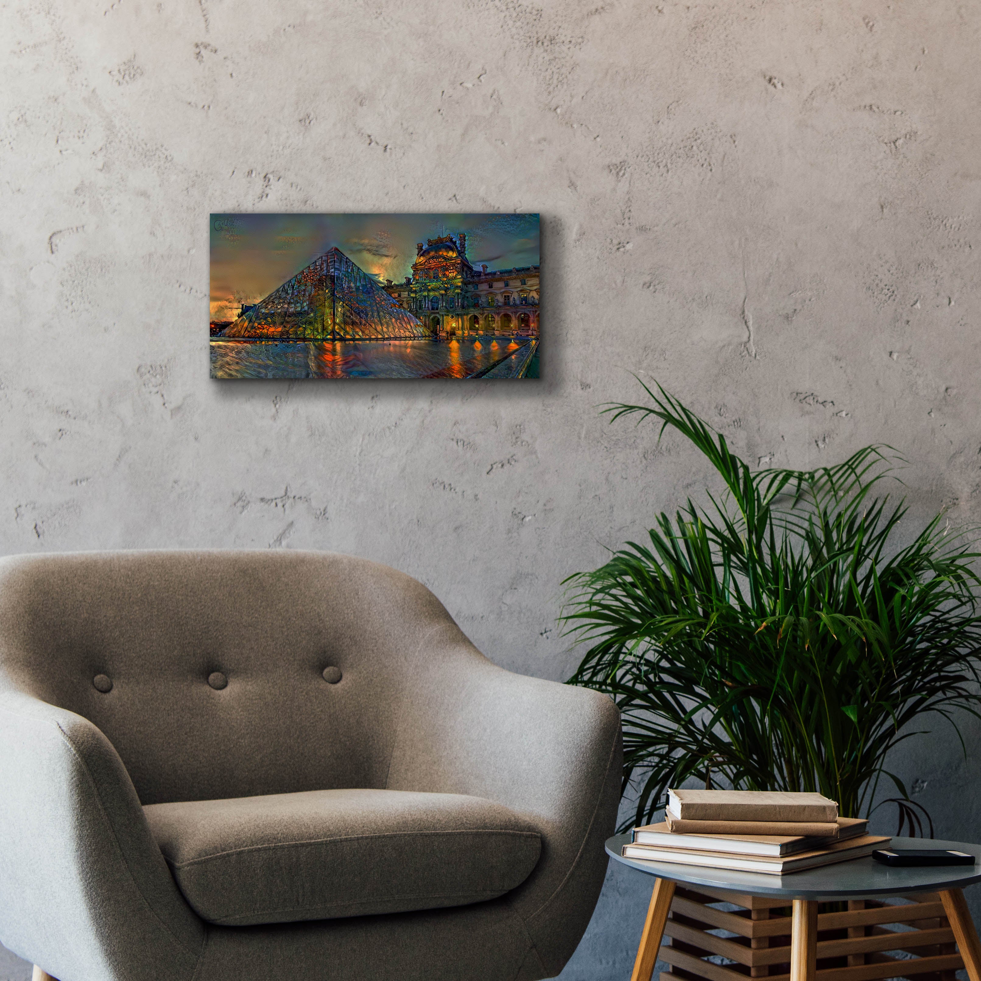 'Paris France Louvre Museum at dusk' by Pedro Gavidia, Canvas Wall Art,24 x 12
