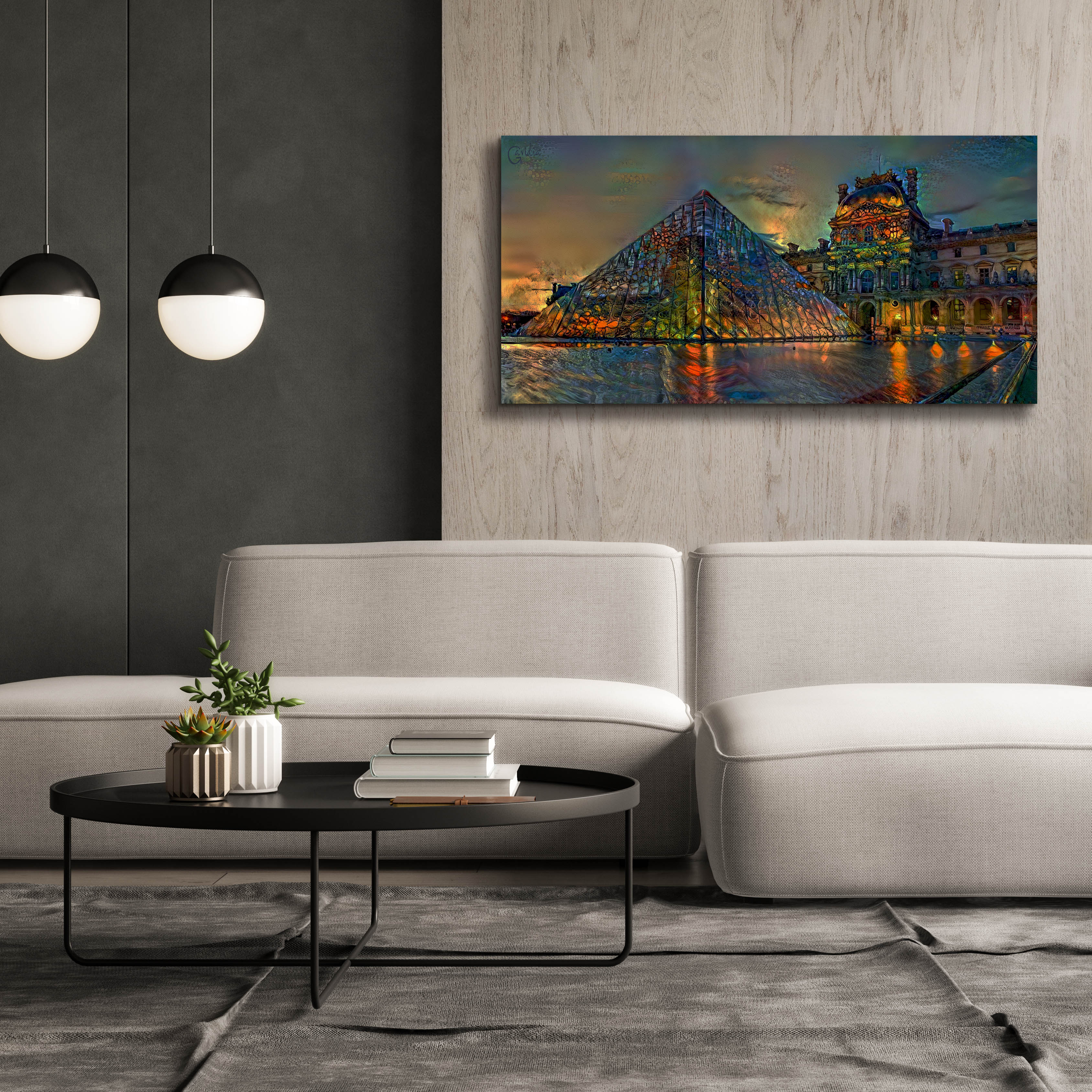'Paris France Louvre Museum at dusk' by Pedro Gavidia, Canvas Wall Art,60 x 30