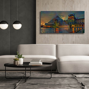 'Paris France Louvre Museum at dusk' by Pedro Gavidia, Canvas Wall Art,60 x 30