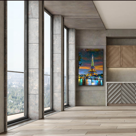 Image of 'Paris France Eiffel Tower at sunset' by Pedro Gavidia, Canvas Wall Art,40 x 60