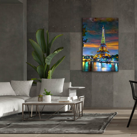 Image of 'Paris France Eiffel Tower at sunset' by Pedro Gavidia, Canvas Wall Art,40 x 60