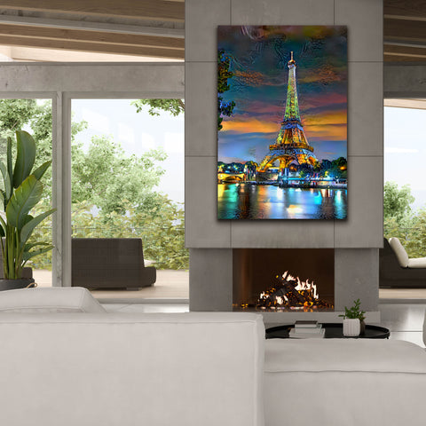 Image of 'Paris France Eiffel Tower at sunset' by Pedro Gavidia, Canvas Wall Art,40 x 60