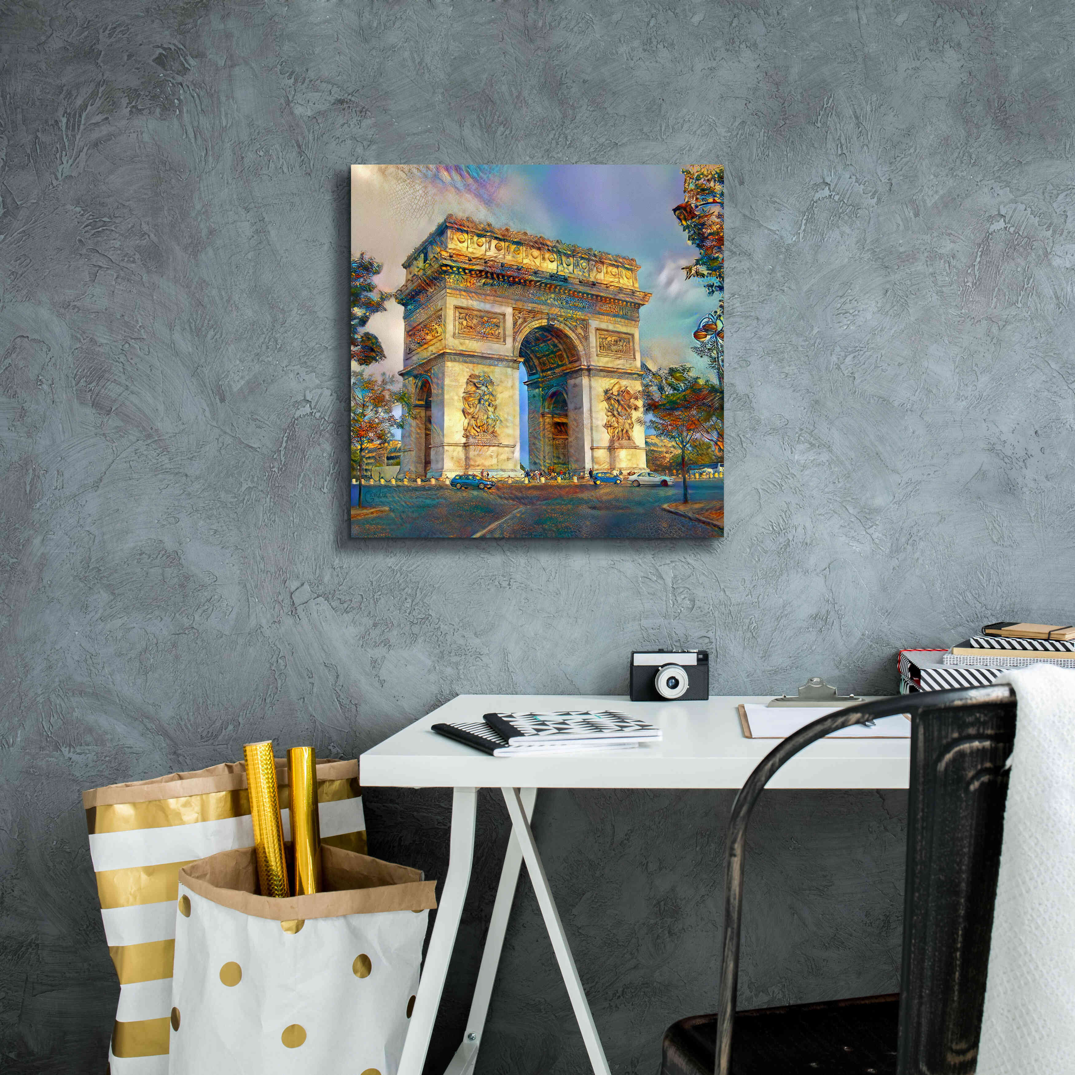 'Paris France Arc de Triomphe' by Pedro Gavidia, Canvas Wall Art,18 x 18