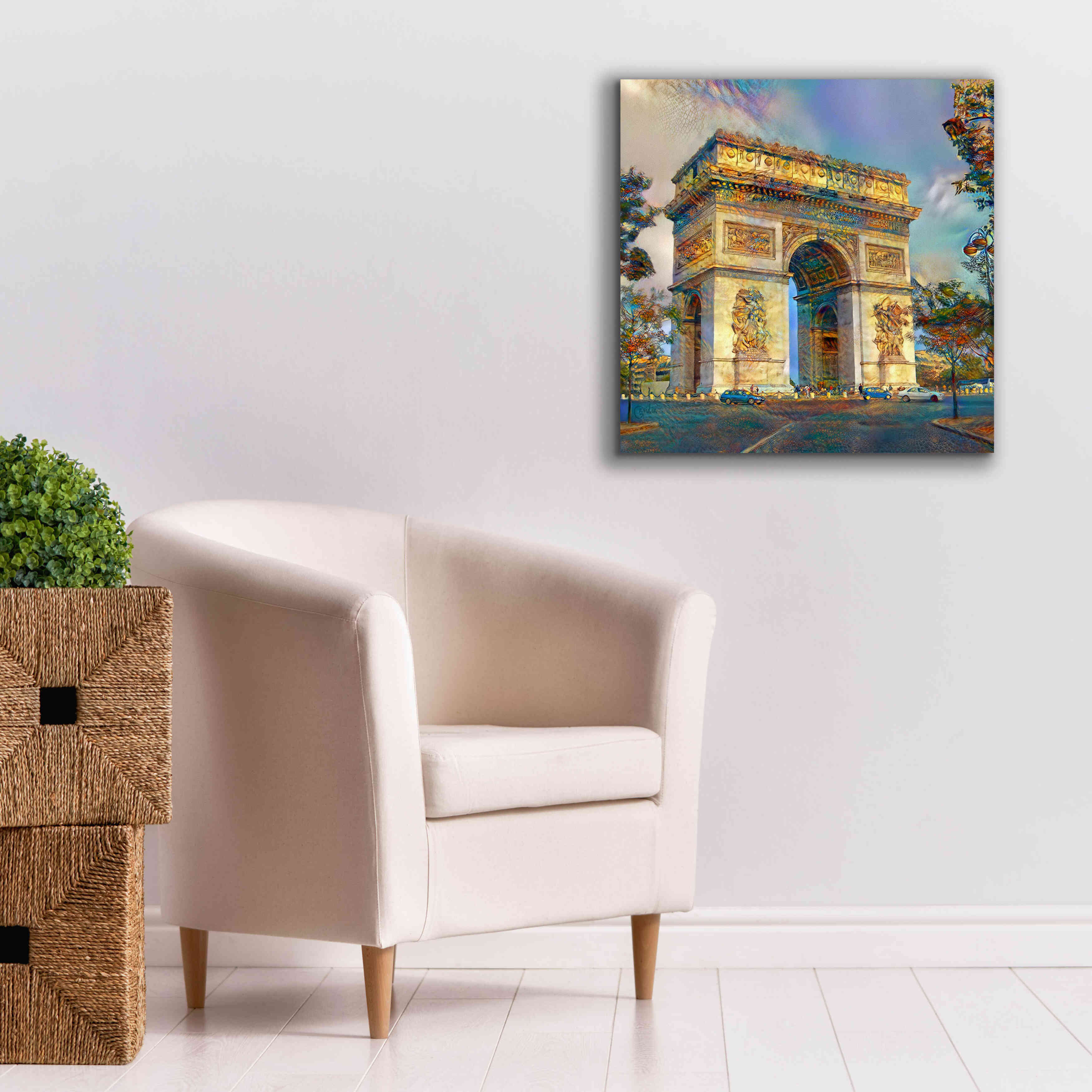 'Paris France Arc de Triomphe' by Pedro Gavidia, Canvas Wall Art,26 x 26