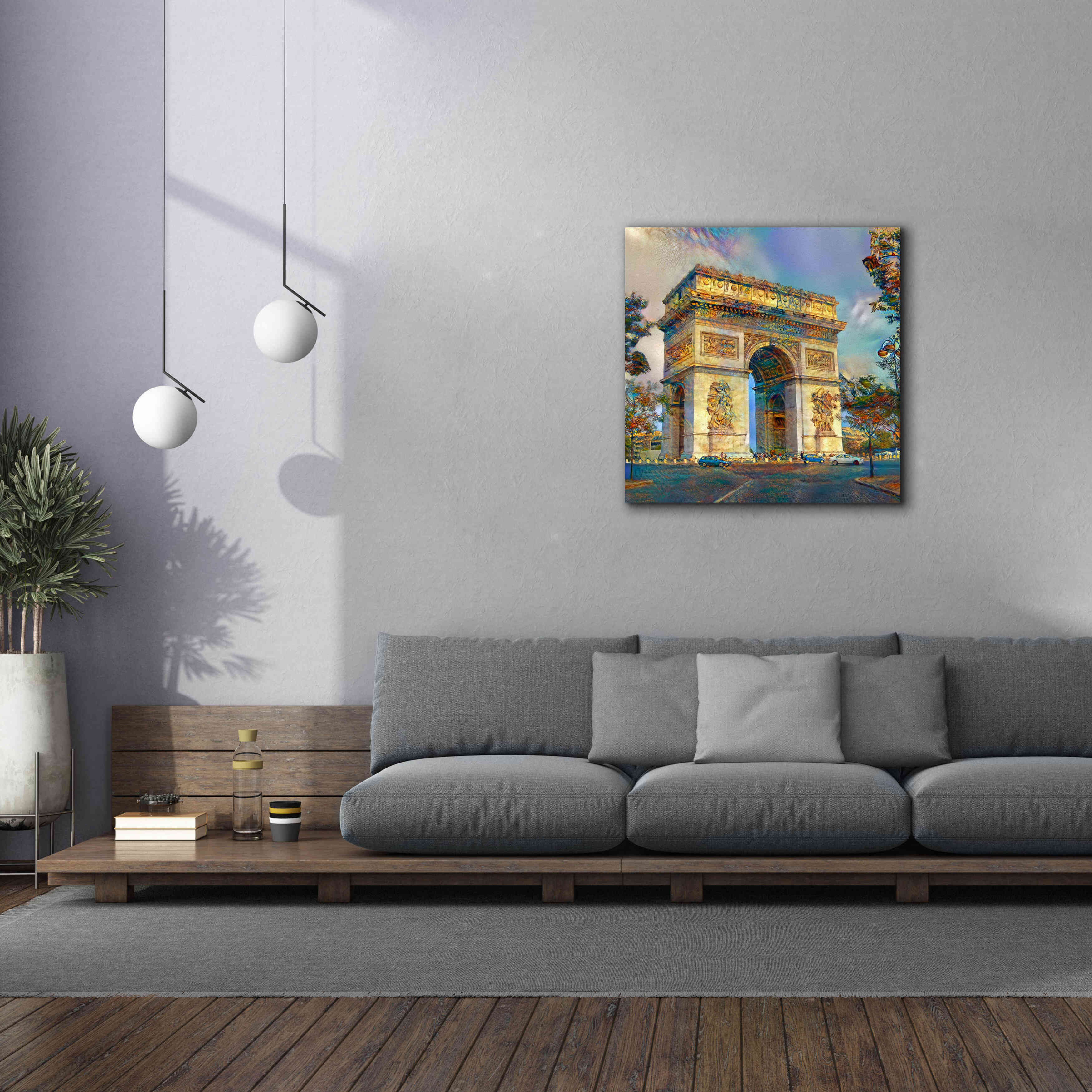 'Paris France Arc de Triomphe' by Pedro Gavidia, Canvas Wall Art,37 x 37