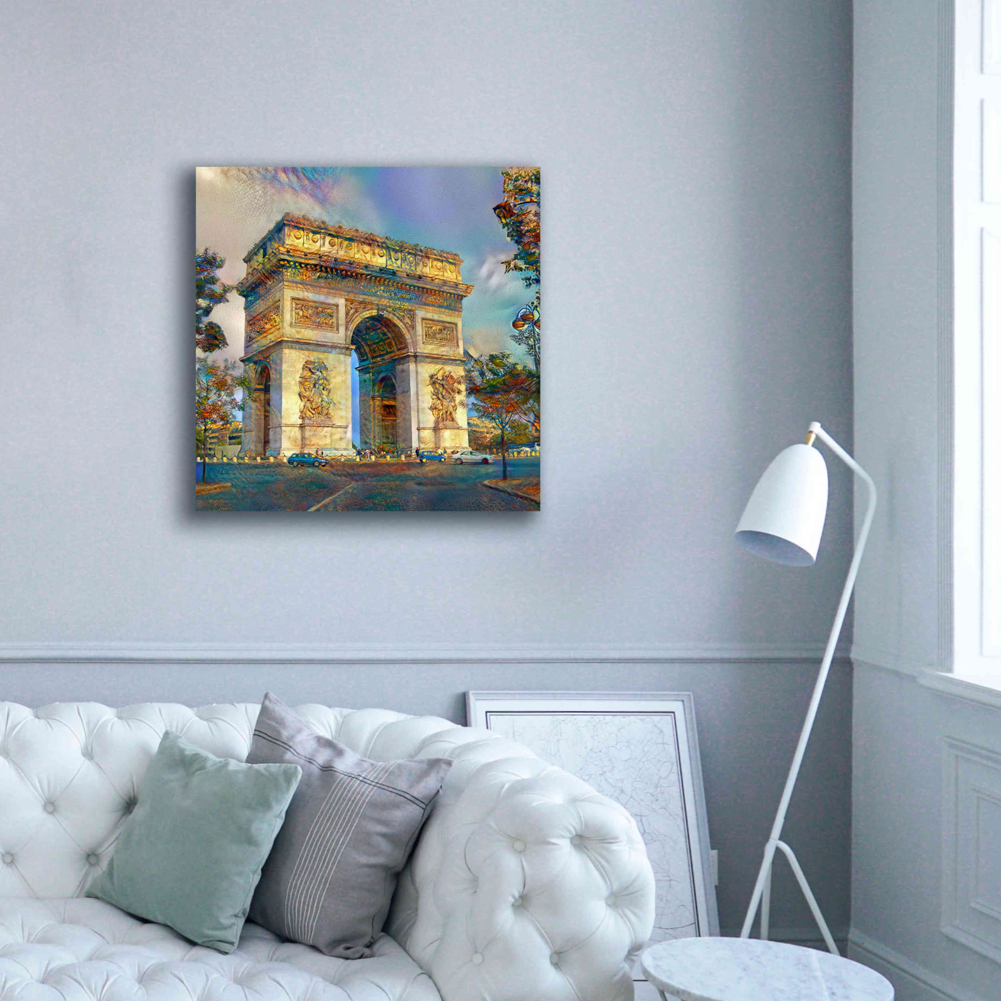 'Paris France Arc de Triomphe' by Pedro Gavidia, Canvas Wall Art,37 x 37