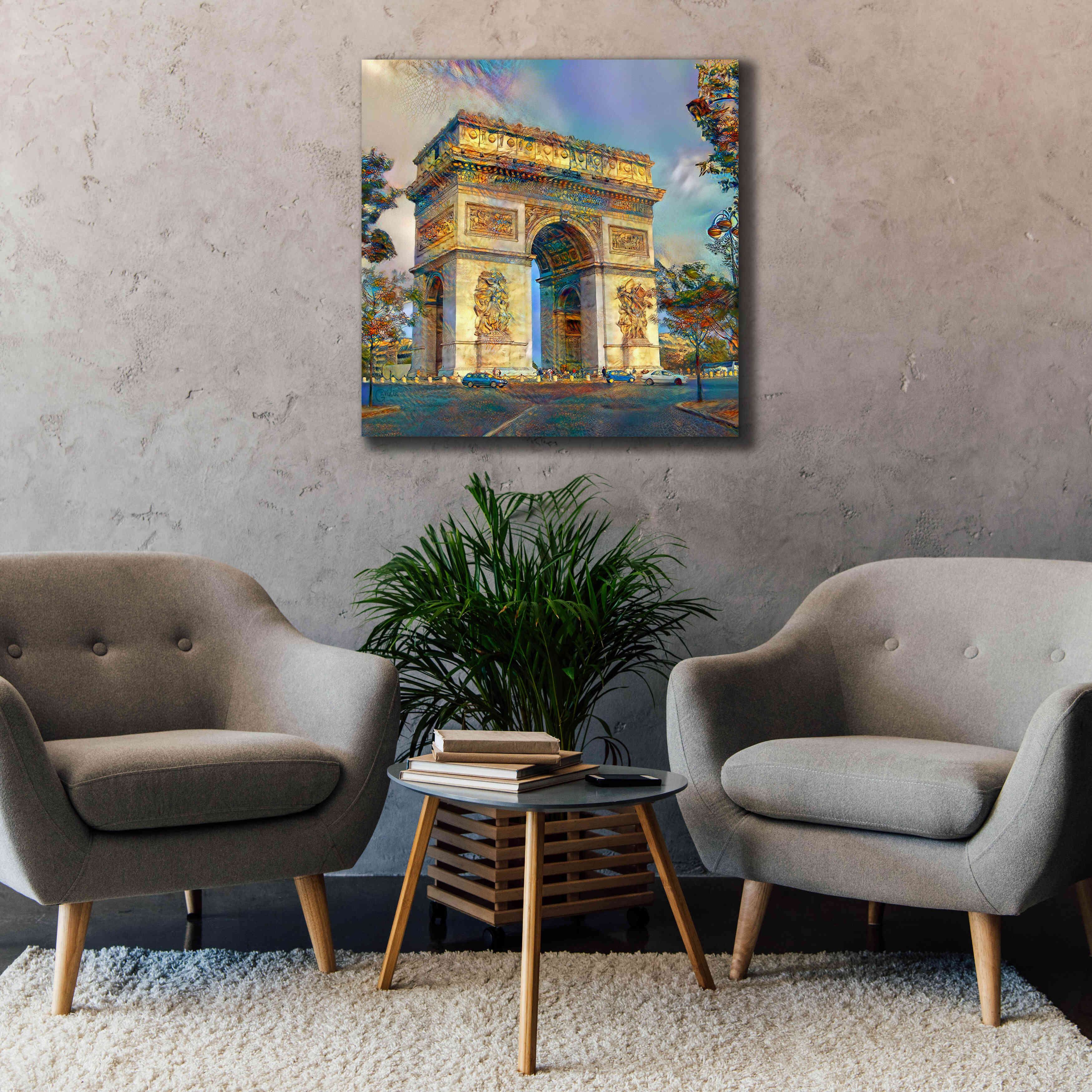'Paris France Arc de Triomphe' by Pedro Gavidia, Canvas Wall Art,37 x 37