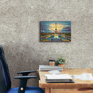'Paris France Fontaines de Chaillot and Eiffel Tower seen from the Place du Trocadero' by Pedro Gavidia, Canvas Wall Art,18 x 12