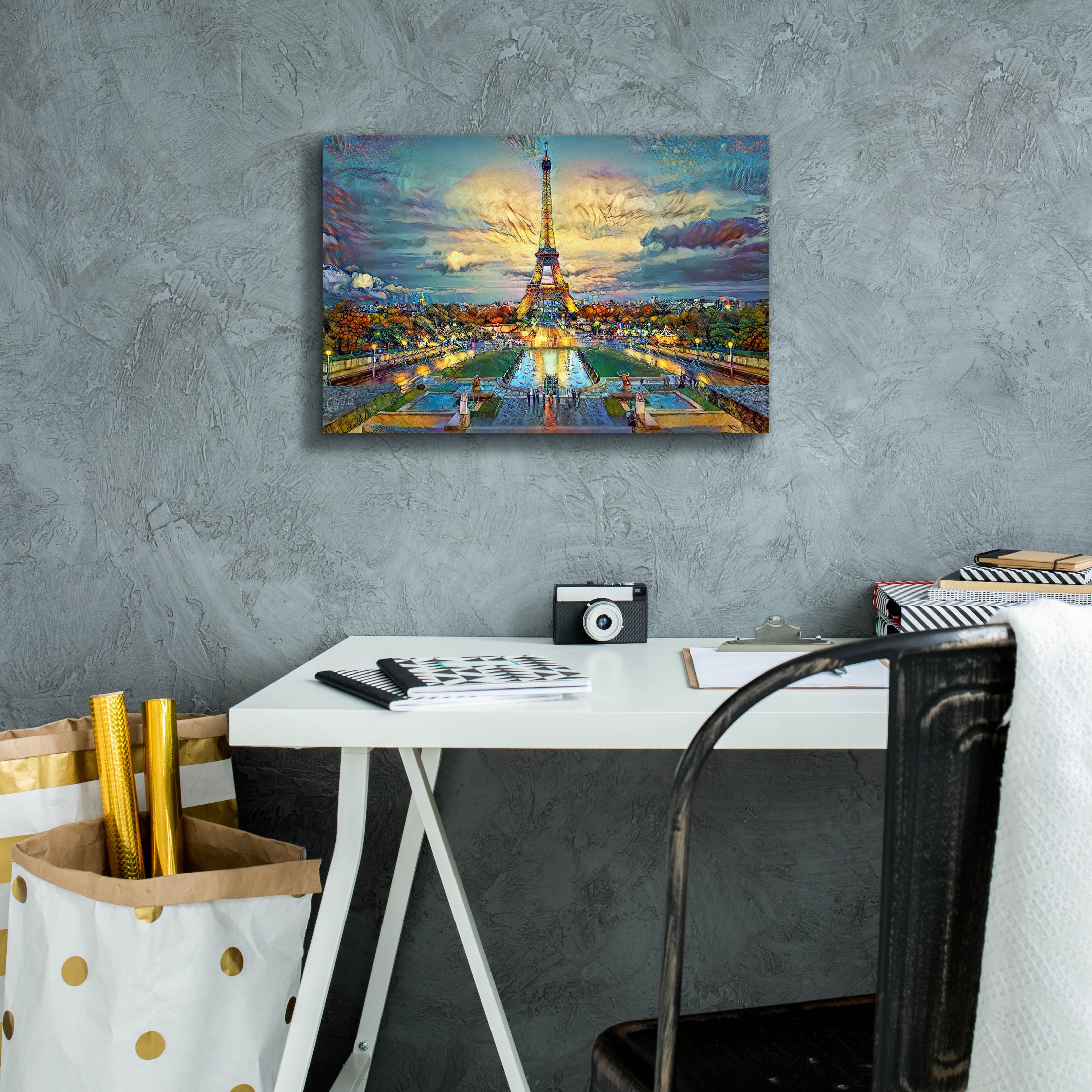 'Paris France Fontaines de Chaillot and Eiffel Tower seen from the Place du Trocadero' by Pedro Gavidia, Canvas Wall Art,18 x 12