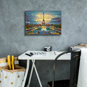 'Paris France Fontaines de Chaillot and Eiffel Tower seen from the Place du Trocadero' by Pedro Gavidia, Canvas Wall Art,18 x 12