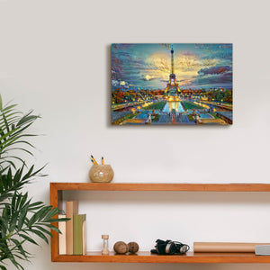 'Paris France Fontaines de Chaillot and Eiffel Tower seen from the Place du Trocadero' by Pedro Gavidia, Canvas Wall Art,18 x 12
