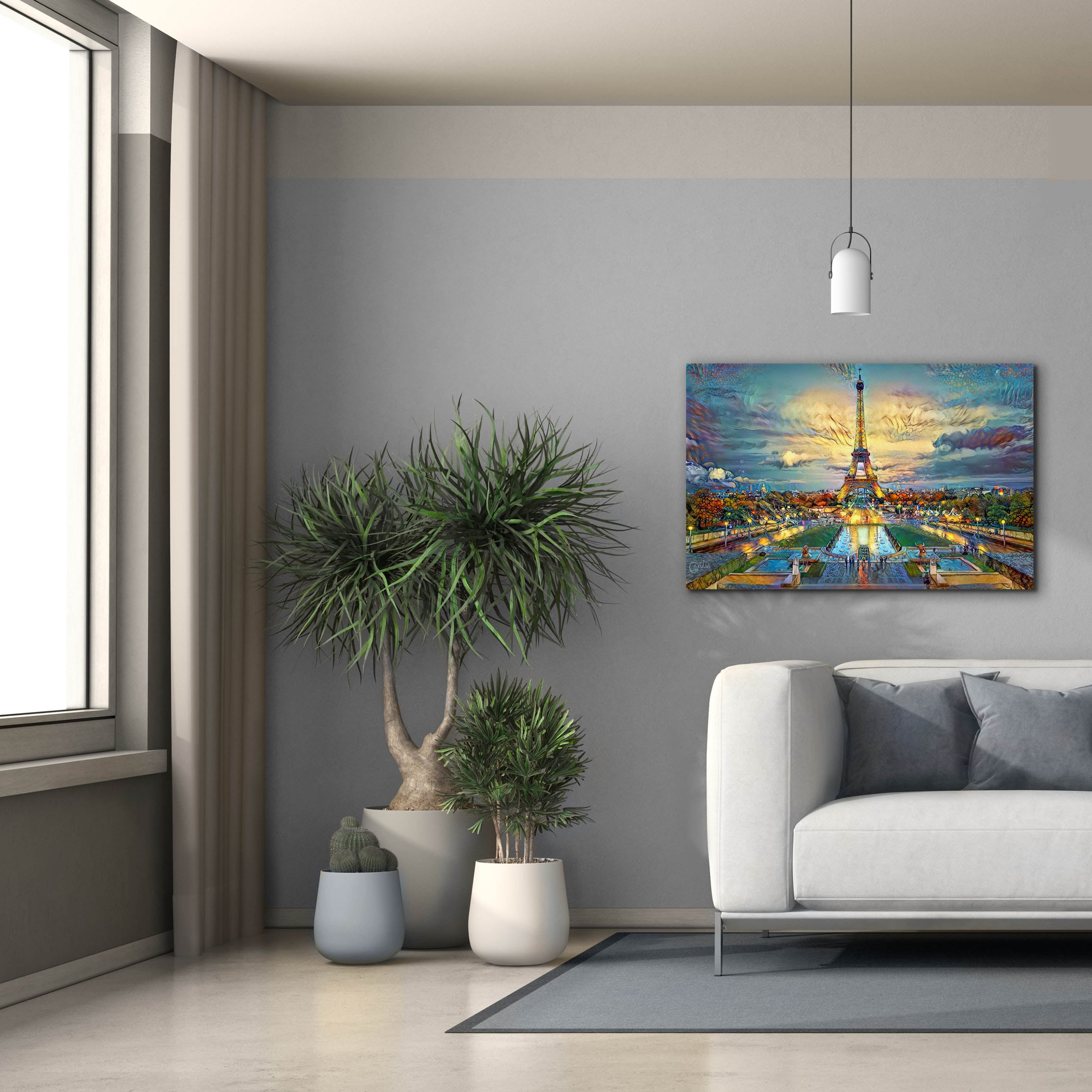 'Paris France Fontaines de Chaillot and Eiffel Tower seen from the Place du Trocadero' by Pedro Gavidia, Canvas Wall Art,40 x 26