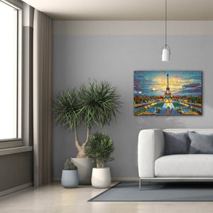 'Paris France Fontaines de Chaillot and Eiffel Tower seen from the Place du Trocadero' by Pedro Gavidia, Canvas Wall Art,40 x 26