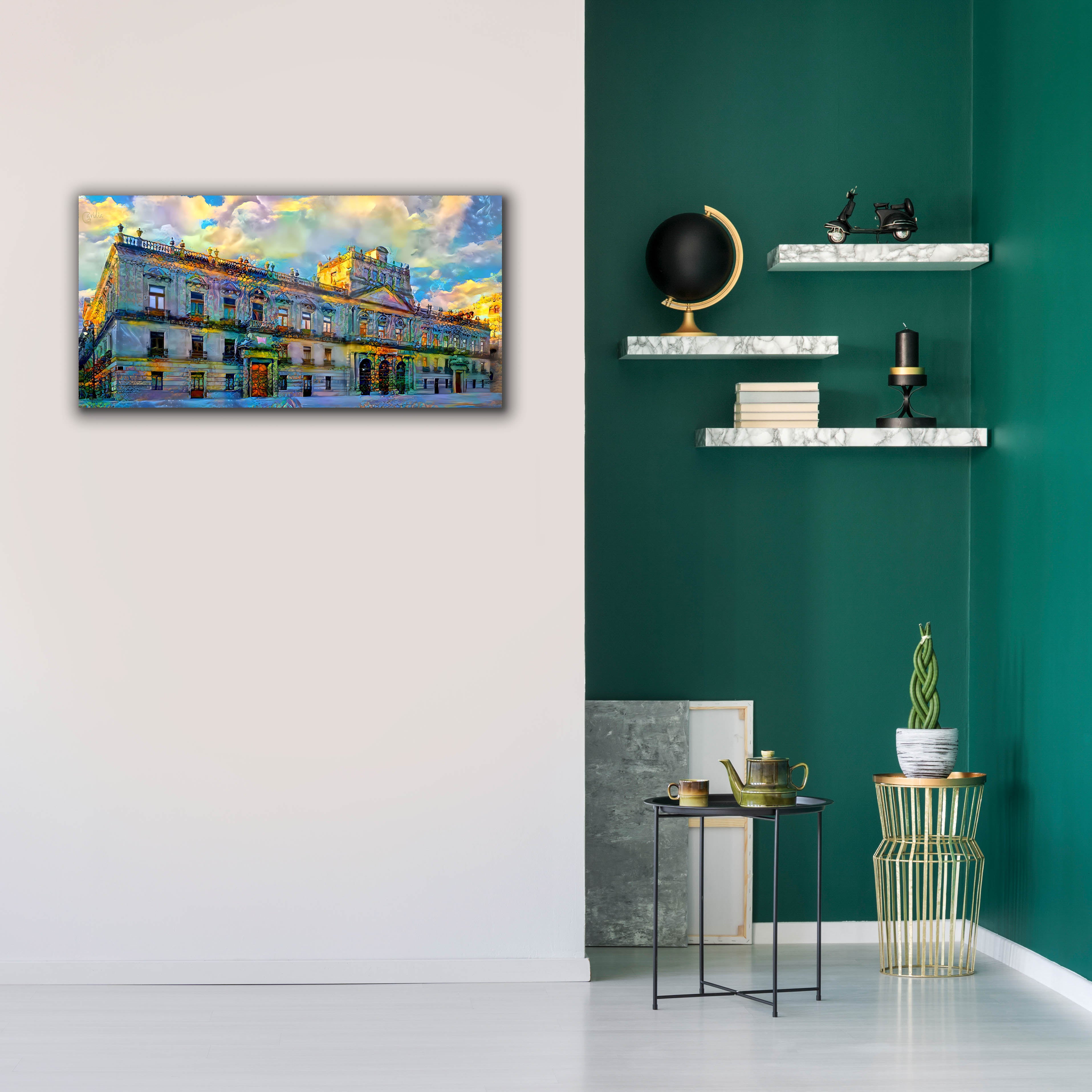 'Mexico City Palace of Mines' by Pedro Gavidia, Canvas Wall Art,40 x 20