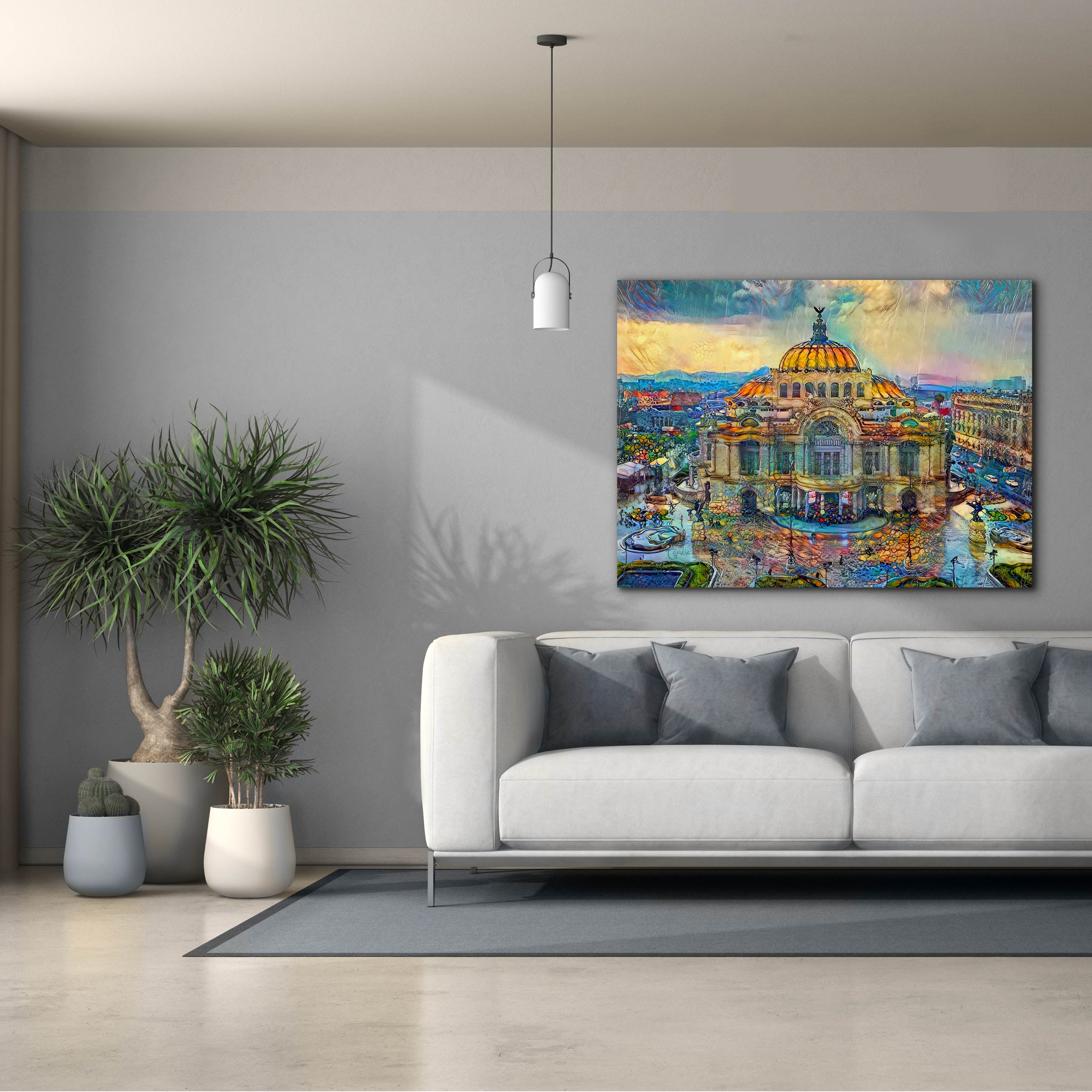 'Mexico City Palace of Fine Arts in the rain' by Pedro Gavidia, Canvas Wall Art,54 x 40