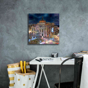 'Mexico City Palace of Fine Arts at night' by Pedro Gavidia, Canvas Wall Art,18 x 18