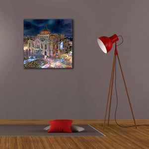 'Mexico City Palace of Fine Arts at night' by Pedro Gavidia, Canvas Wall Art,26 x 26
