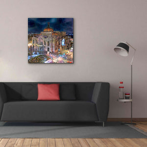 'Mexico City Palace of Fine Arts at night' by Pedro Gavidia, Canvas Wall Art,37 x 37