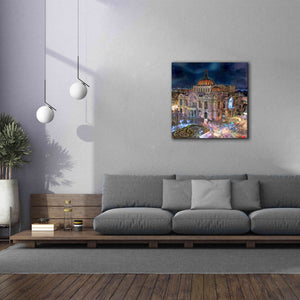 'Mexico City Palace of Fine Arts at night' by Pedro Gavidia, Canvas Wall Art,37 x 37