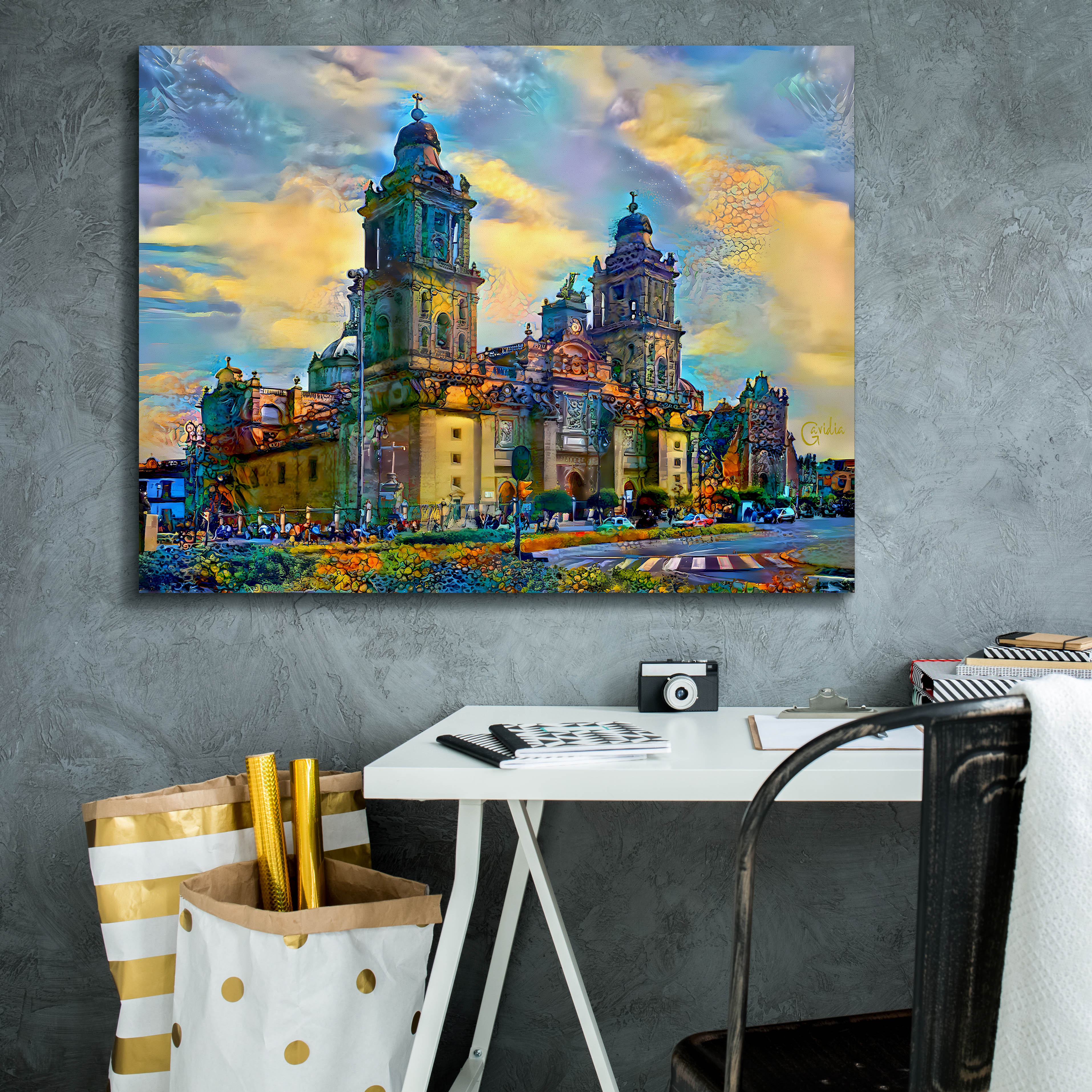 'Mexico City Metropolitan Cathedral' by Pedro Gavidia, Canvas Wall Art,34 x 26