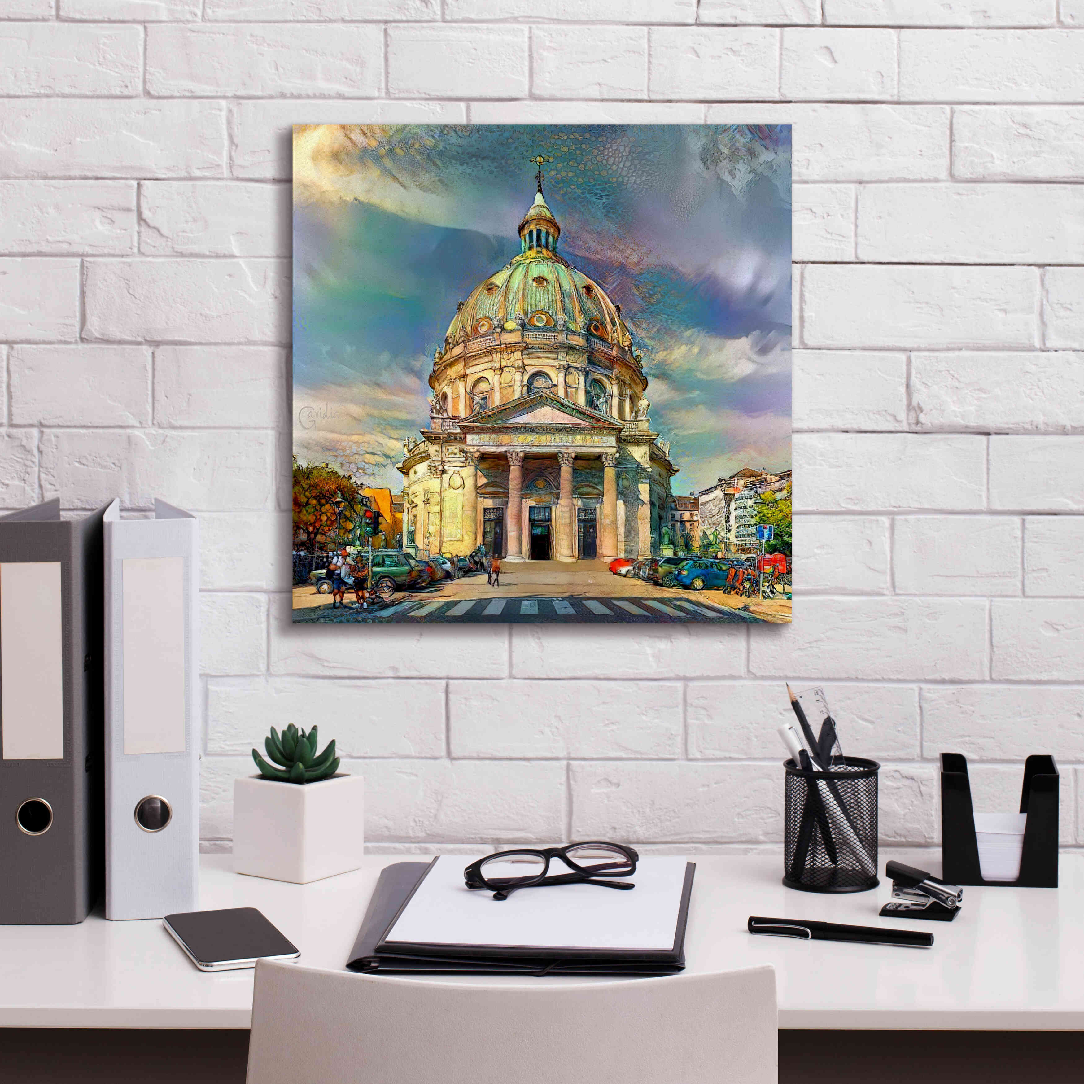 'Copenhagen Denmark Frederiks Church' by Pedro Gavidia, Canvas Wall Art,18 x 18