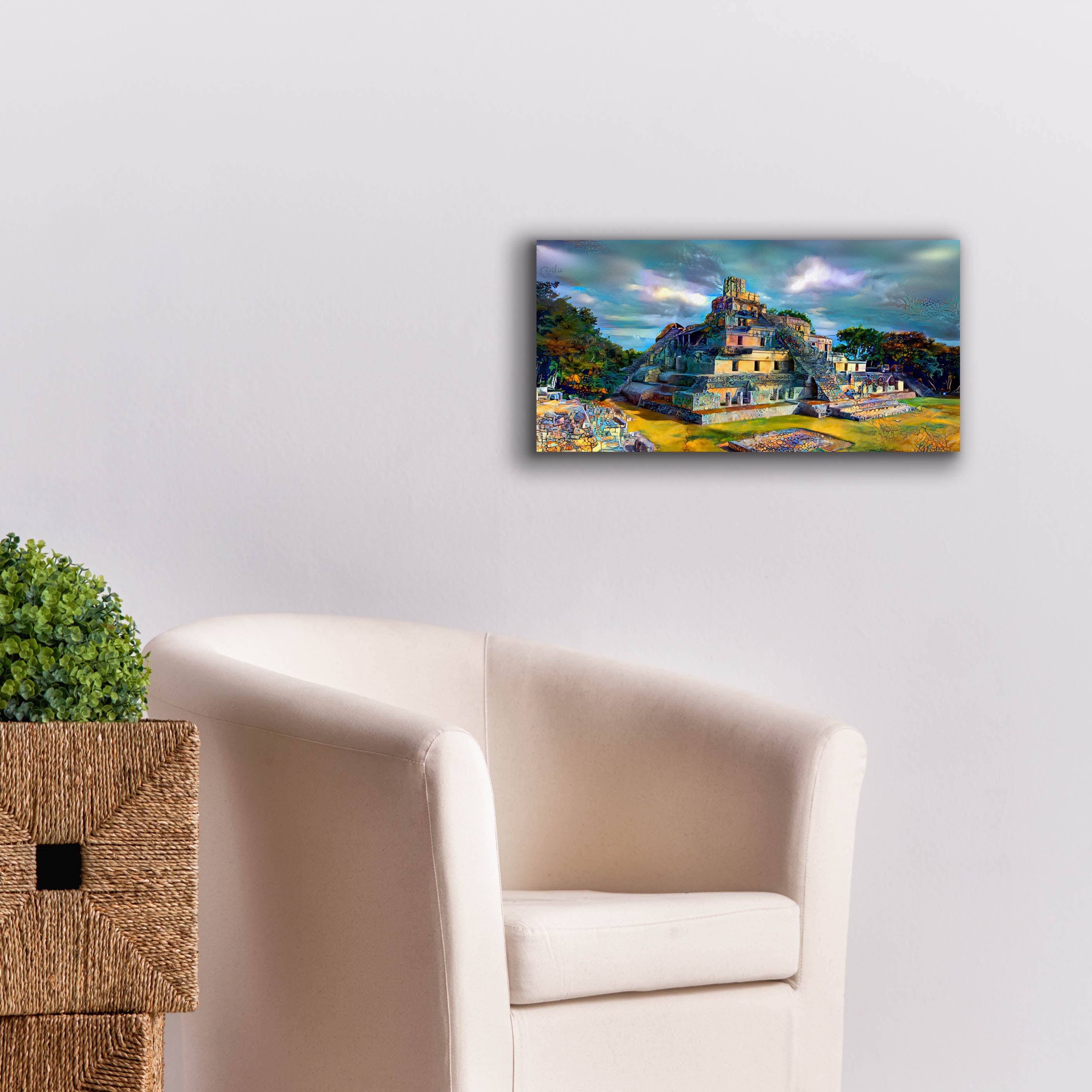 'Campeche Mexico Edzna Pyramid' by Pedro Gavidia, Canvas Wall Art,24 x 12