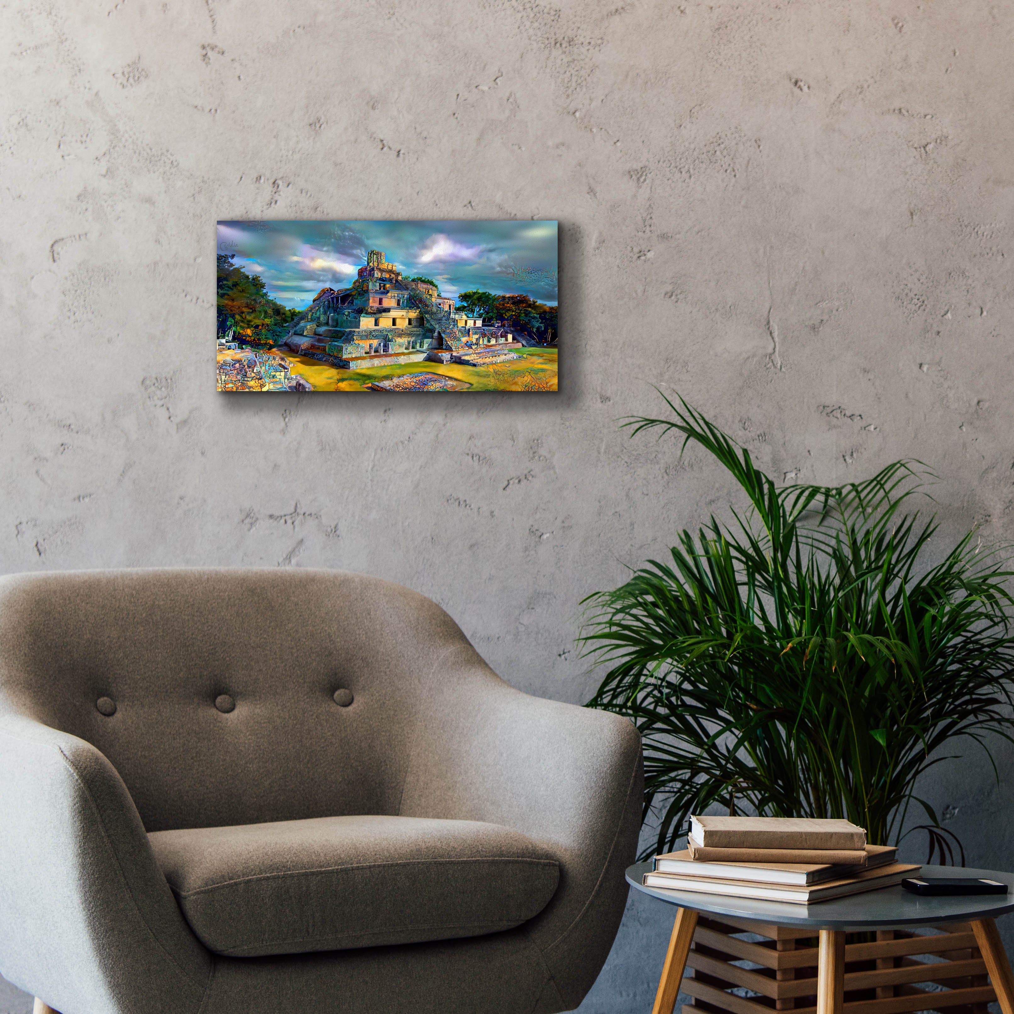 'Campeche Mexico Edzna Pyramid' by Pedro Gavidia, Canvas Wall Art,24 x 12