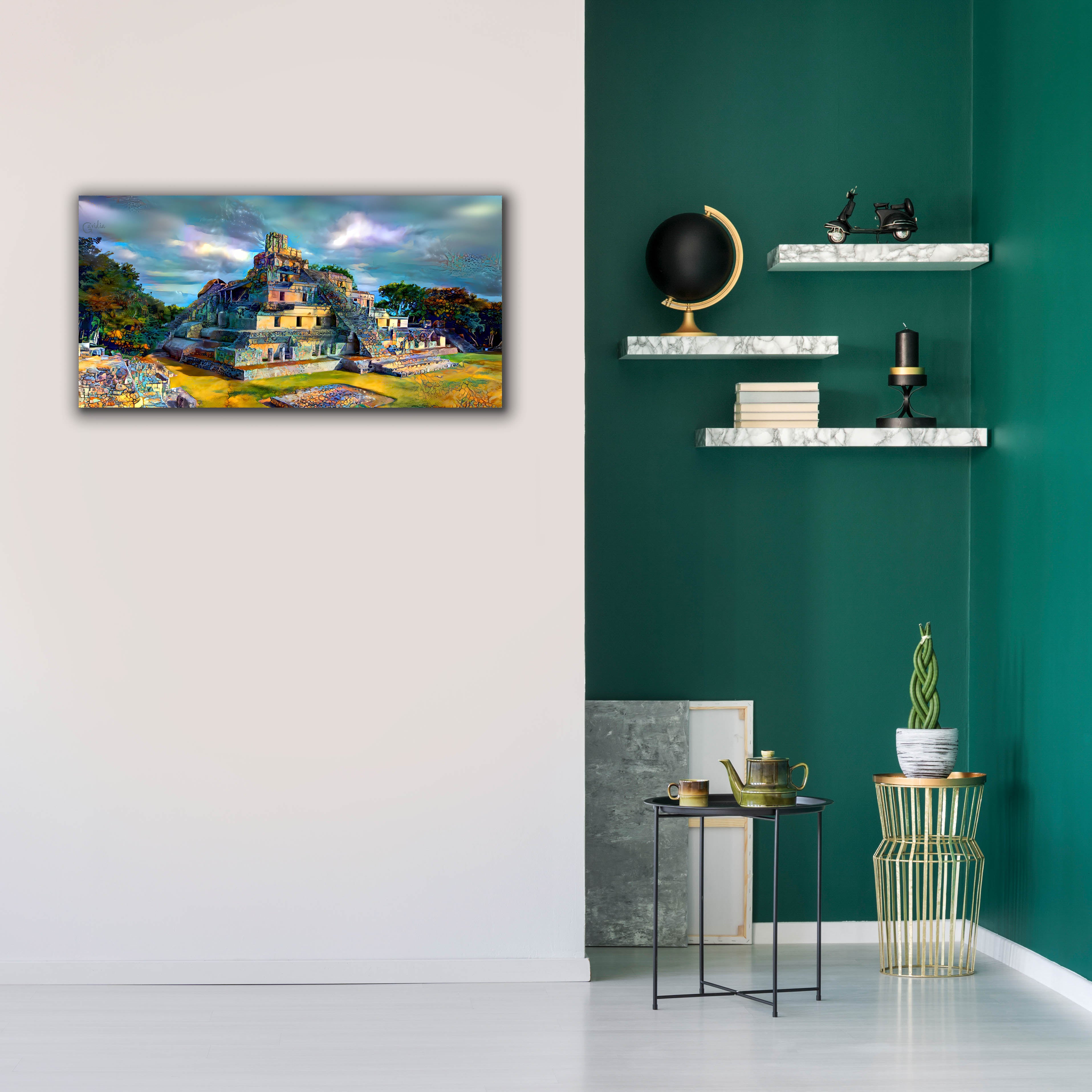 'Campeche Mexico Edzna Pyramid' by Pedro Gavidia, Canvas Wall Art,40 x 20