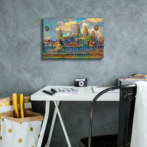 Image of 'Cambodia Angkor Wat' by Pedro Gavidia, Canvas Wall Art,18 x 12