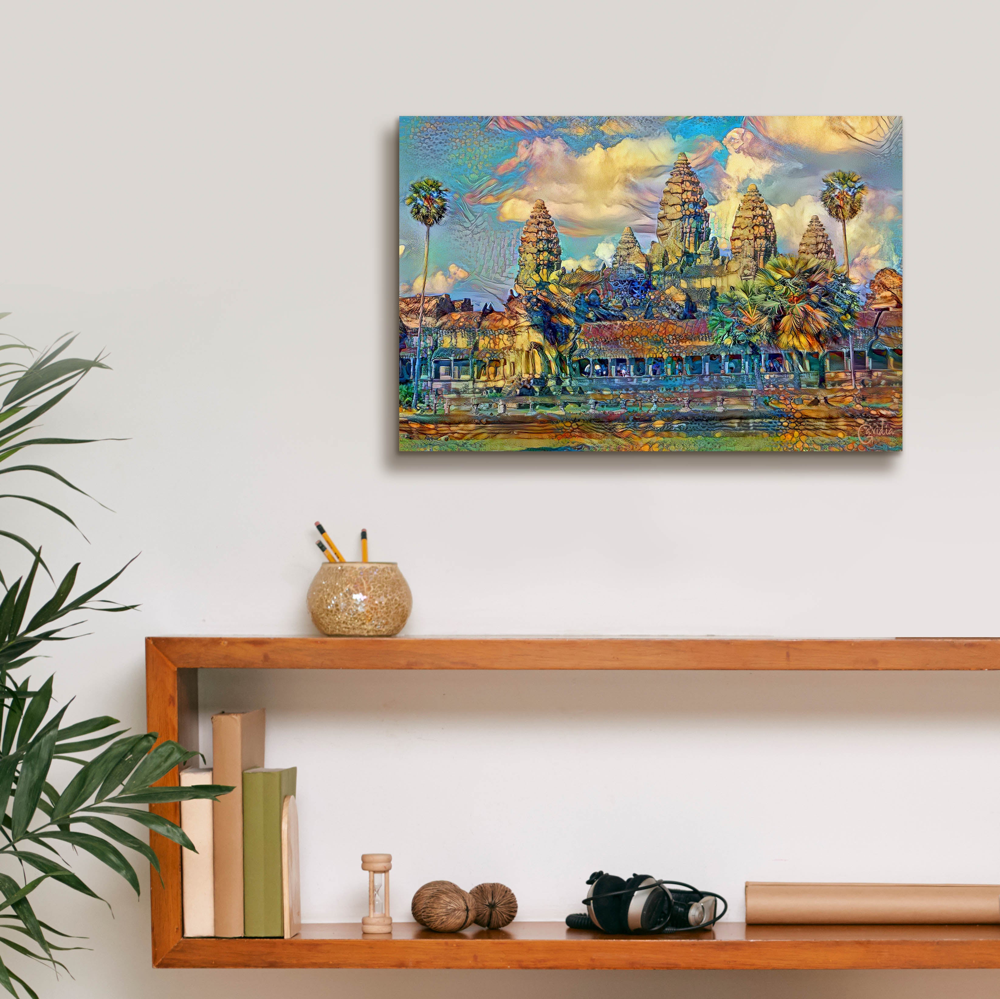 'Cambodia Angkor Wat' by Pedro Gavidia, Canvas Wall Art,18 x 12