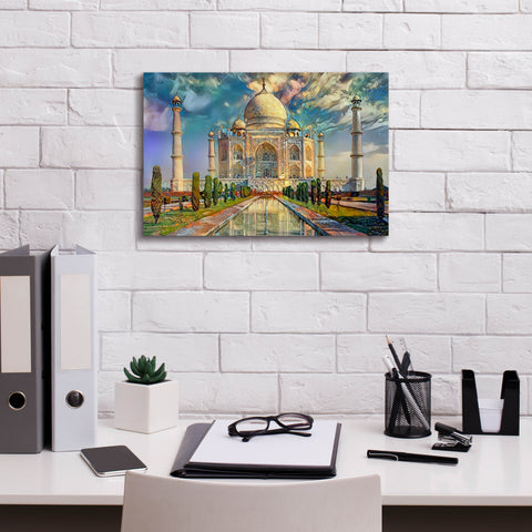 Image of 'Agra Uttar Pradesh India Taj Mahal' by Pedro Gavidia, Canvas Wall Art,18 x 12