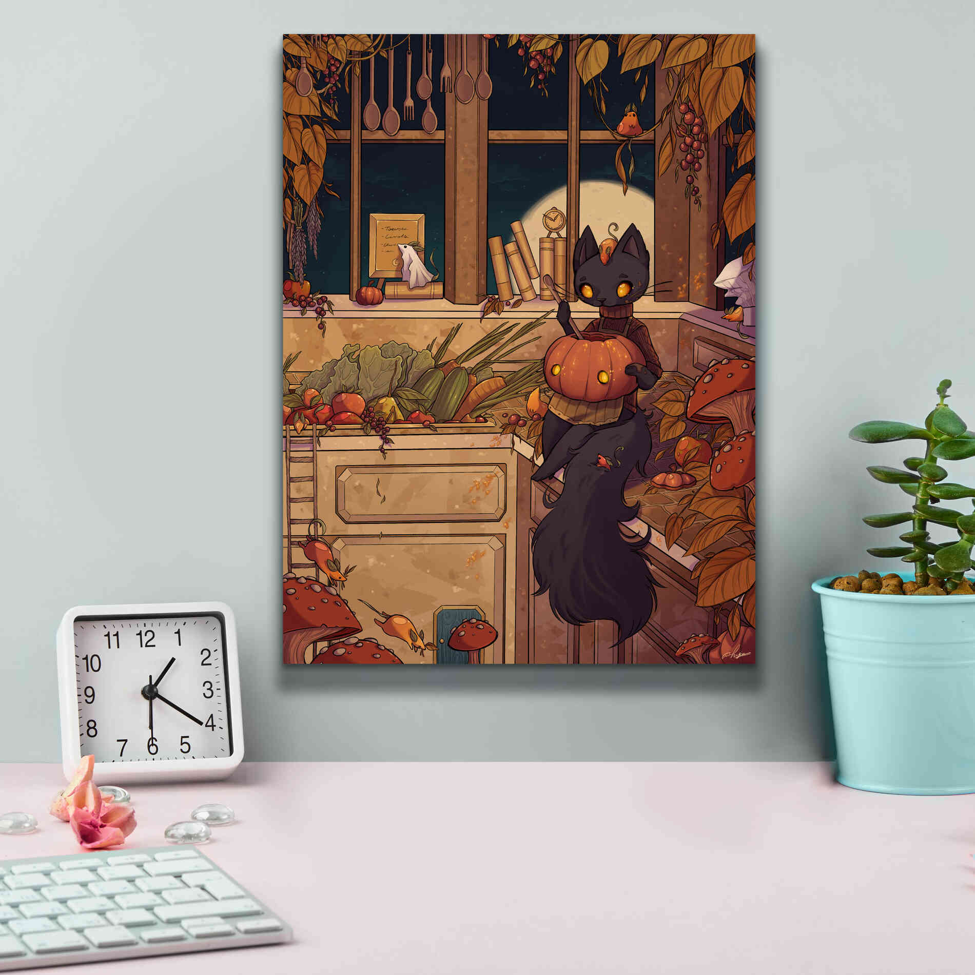 'Soup Cat' by Avery Multer, Canvas Wall Art,12 x 16
