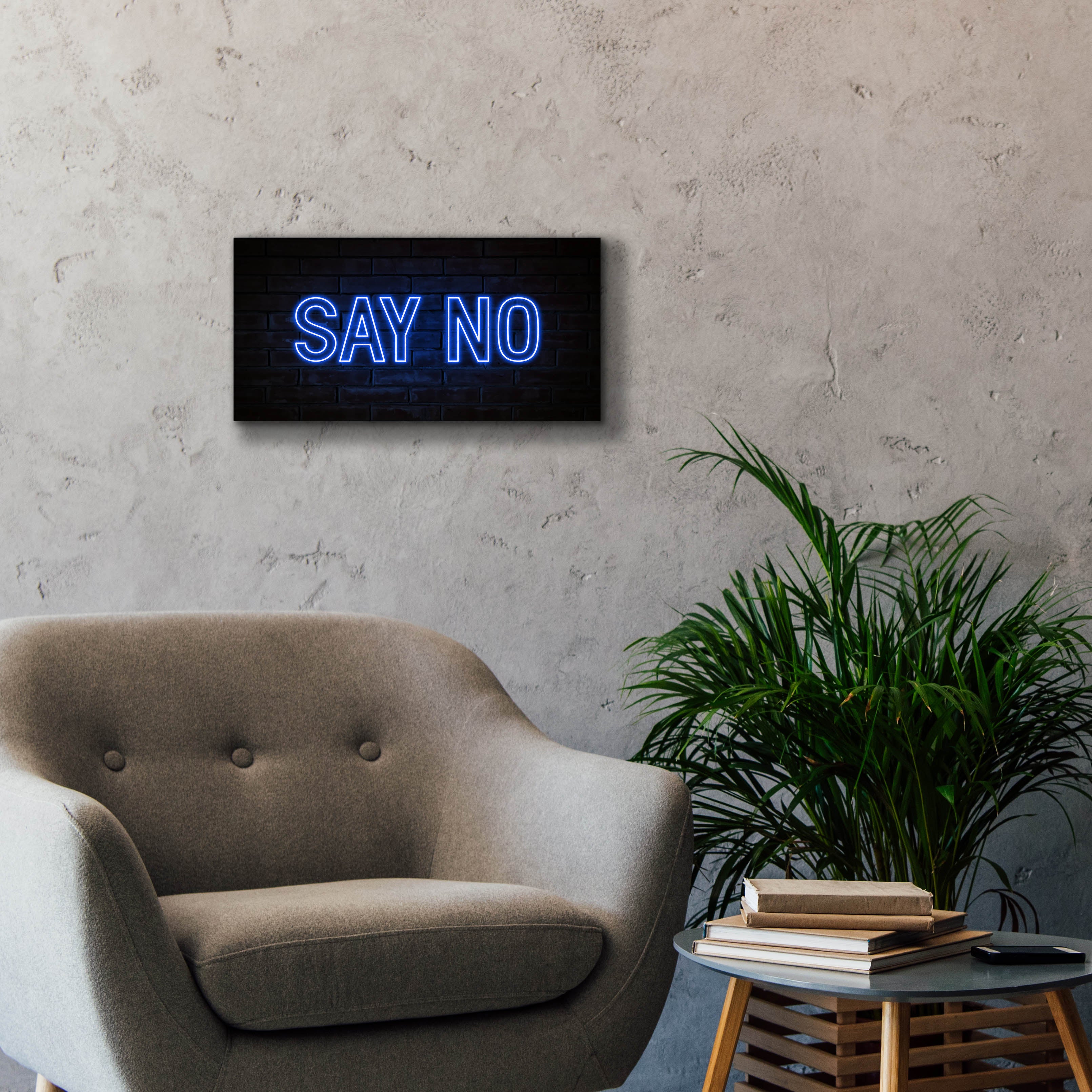 'Say No In Neon Blue' by Epic Portfolio, Canvas Wall Art,24 x 12