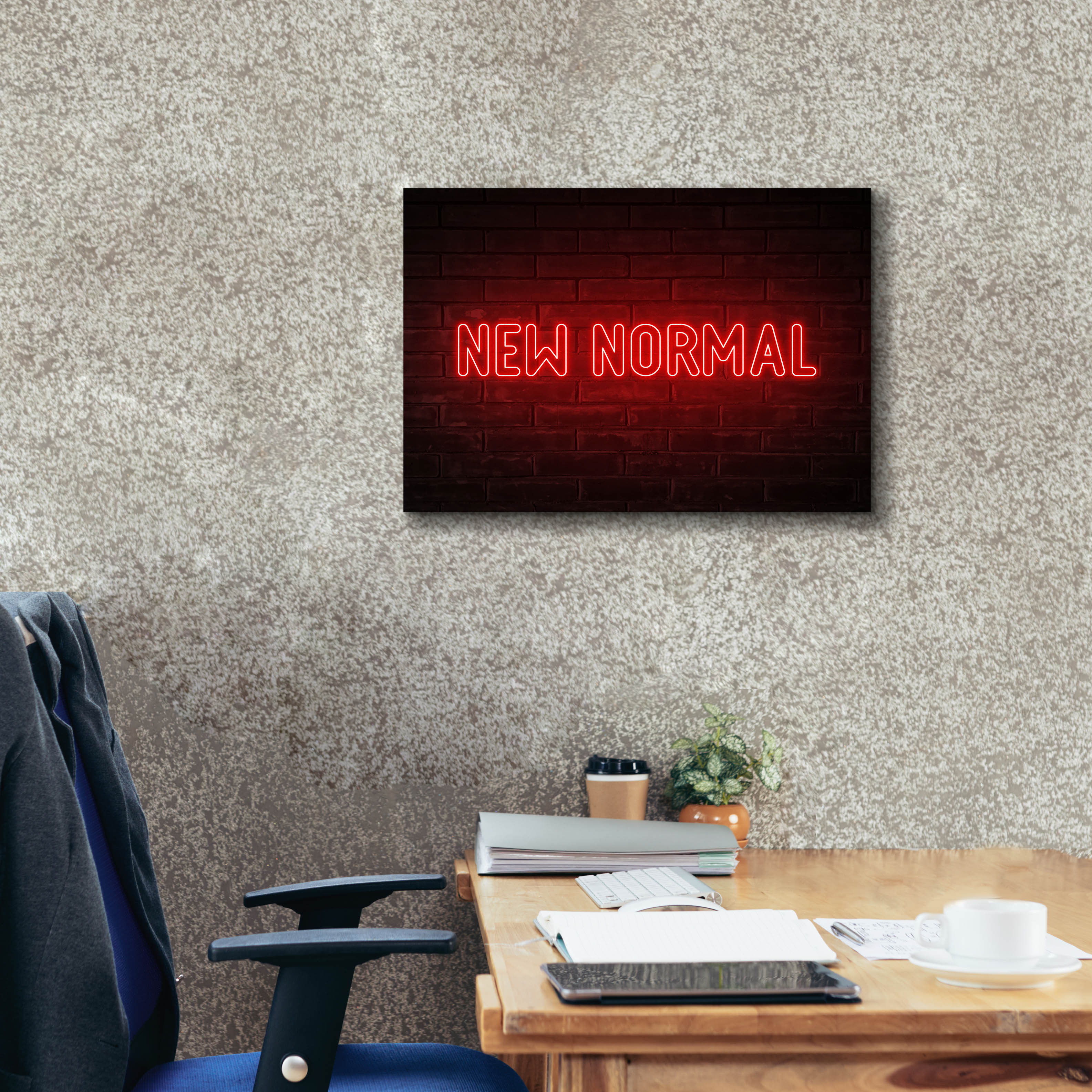 'New Normal In Neon Red' by Epic Portfolio, Canvas Wall Art,26 x 18