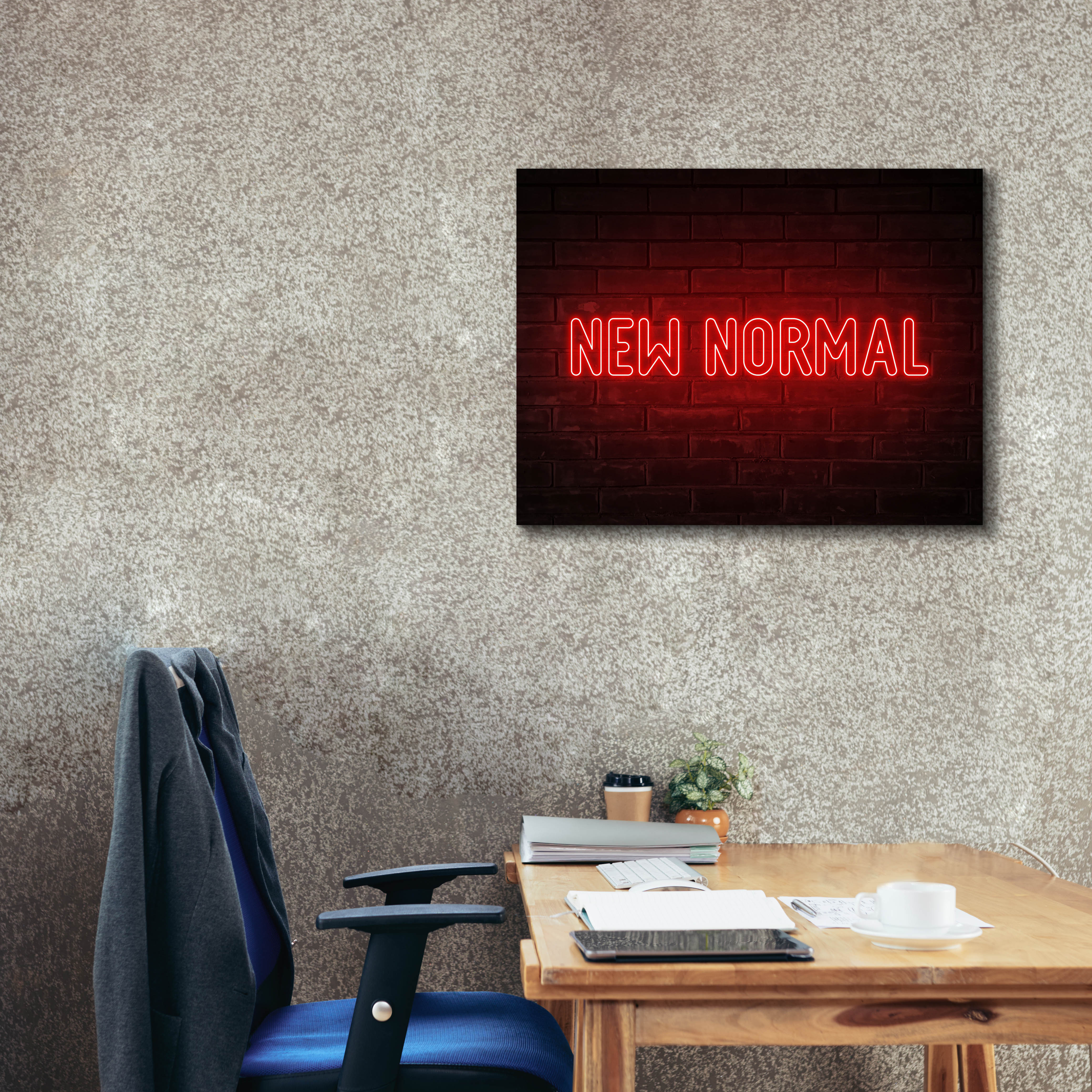 'New Normal In Neon Red' by Epic Portfolio, Canvas Wall Art,34 x 26